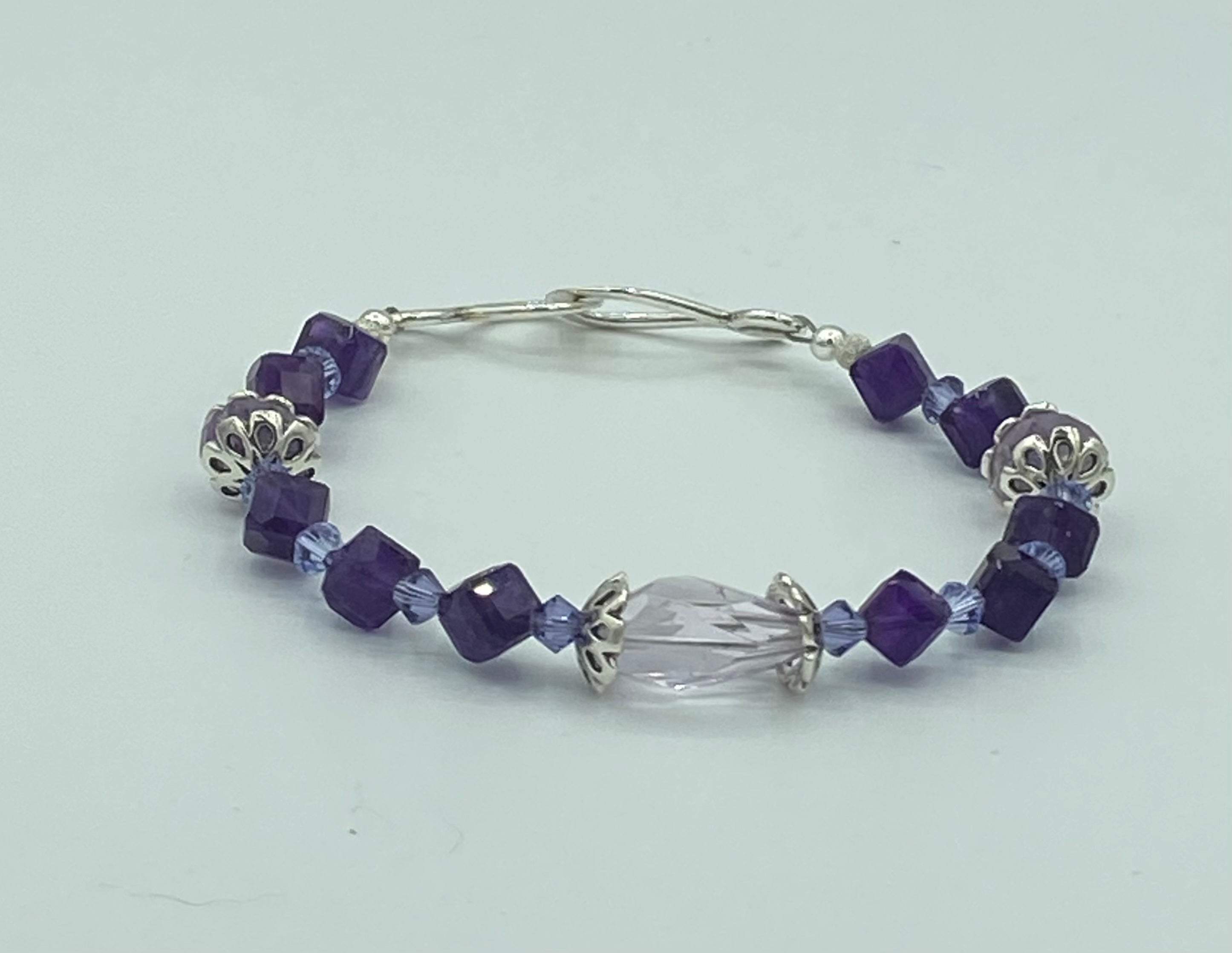 Amethyst table cut gemstone bracelet