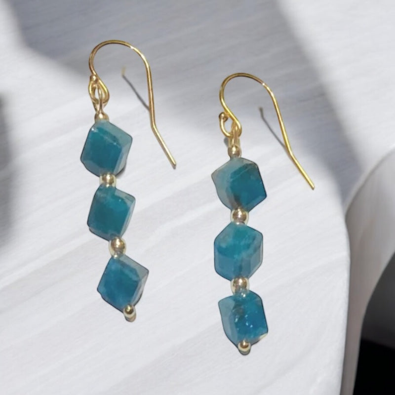 14K Gold-filled Blue Apatite Earrings