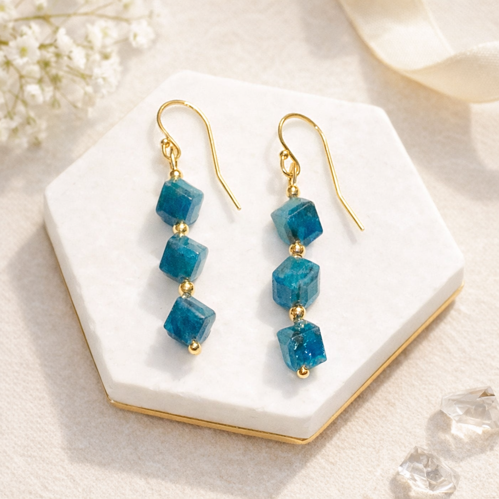 14K Gold-filled Blue Apatite Earrings