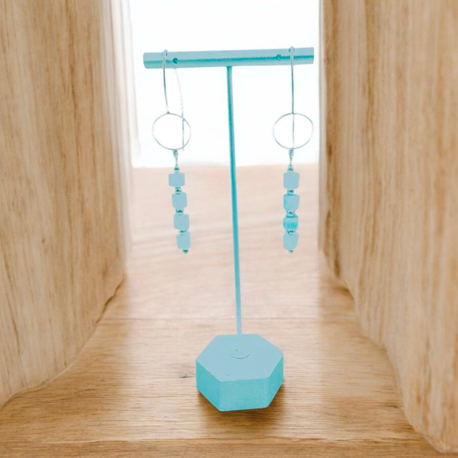 Sterling Silver Blue Aquamarine Drop Earrings