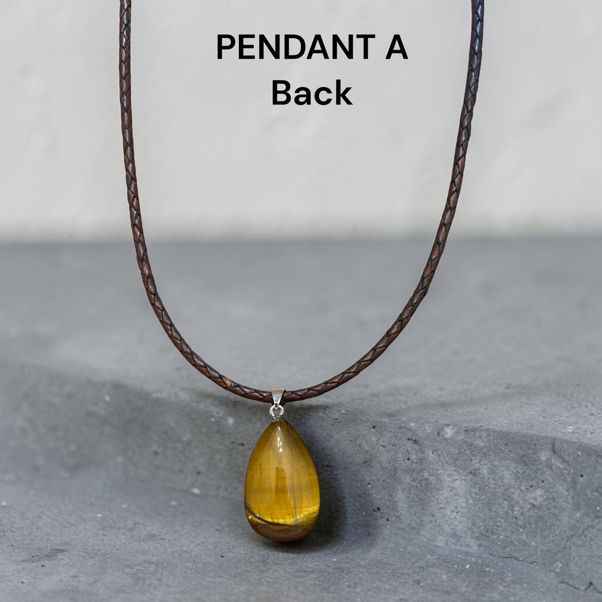 Men's Tigers Eye Braided Leather Necklace - 20"
