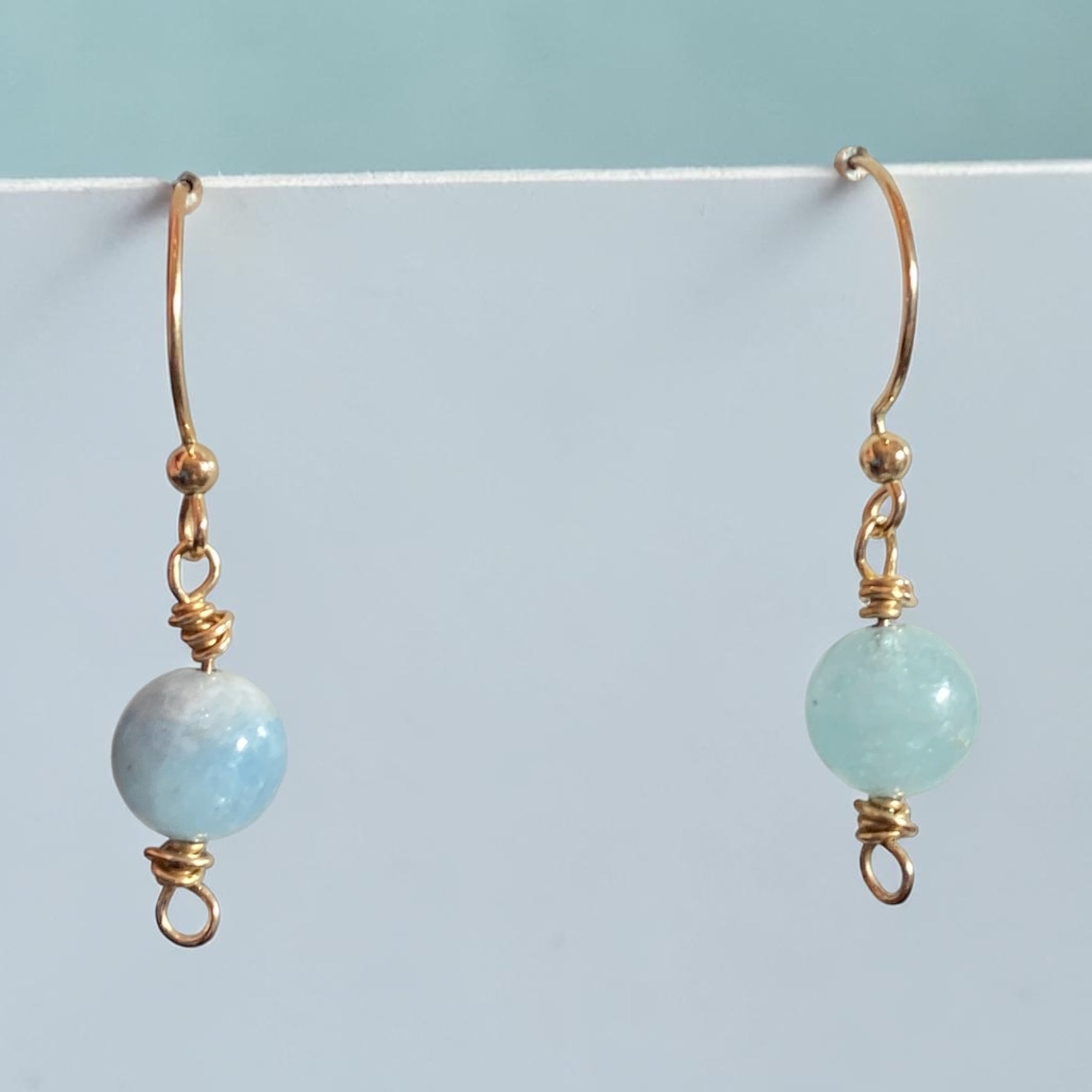 Tranquil Elegance: Handcrafted 14K Gold-Filled Aquamarine Earrings