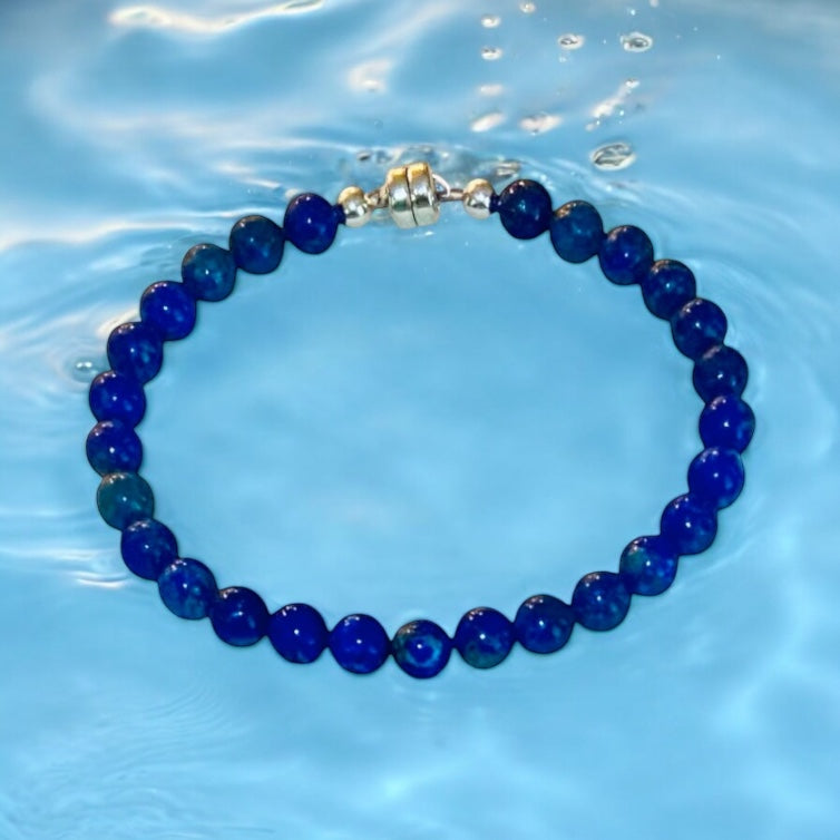 Celestial Blue: Lapis Lazuli Line Bracelet in Sterling Silver