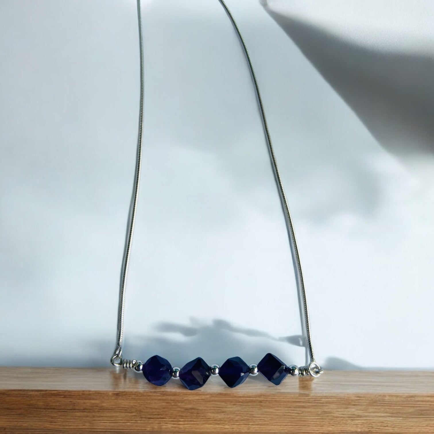 Regal Amethyst Bar Necklace, 18 Inch