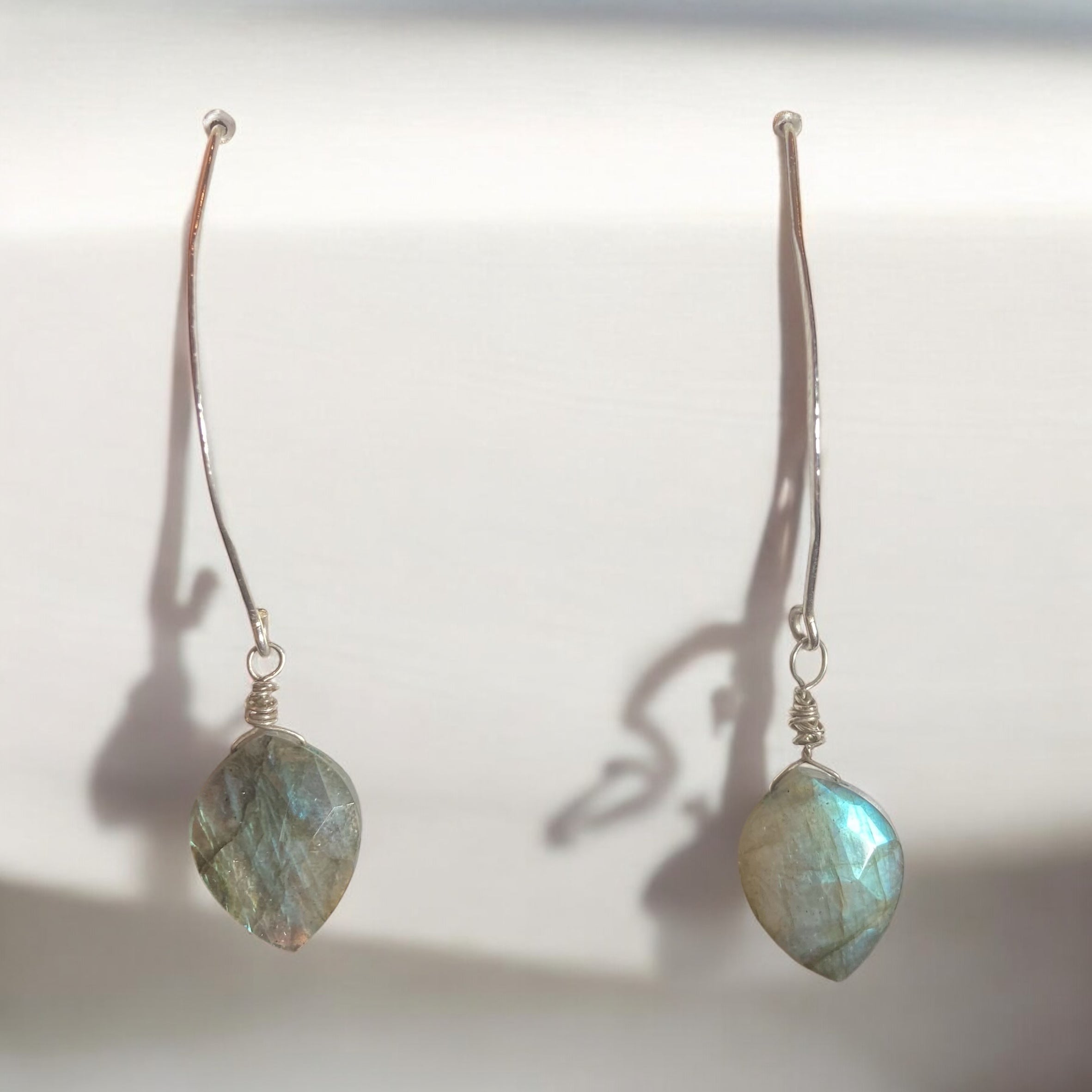 Labradorite Gemstone Earrings in Sterling Silver