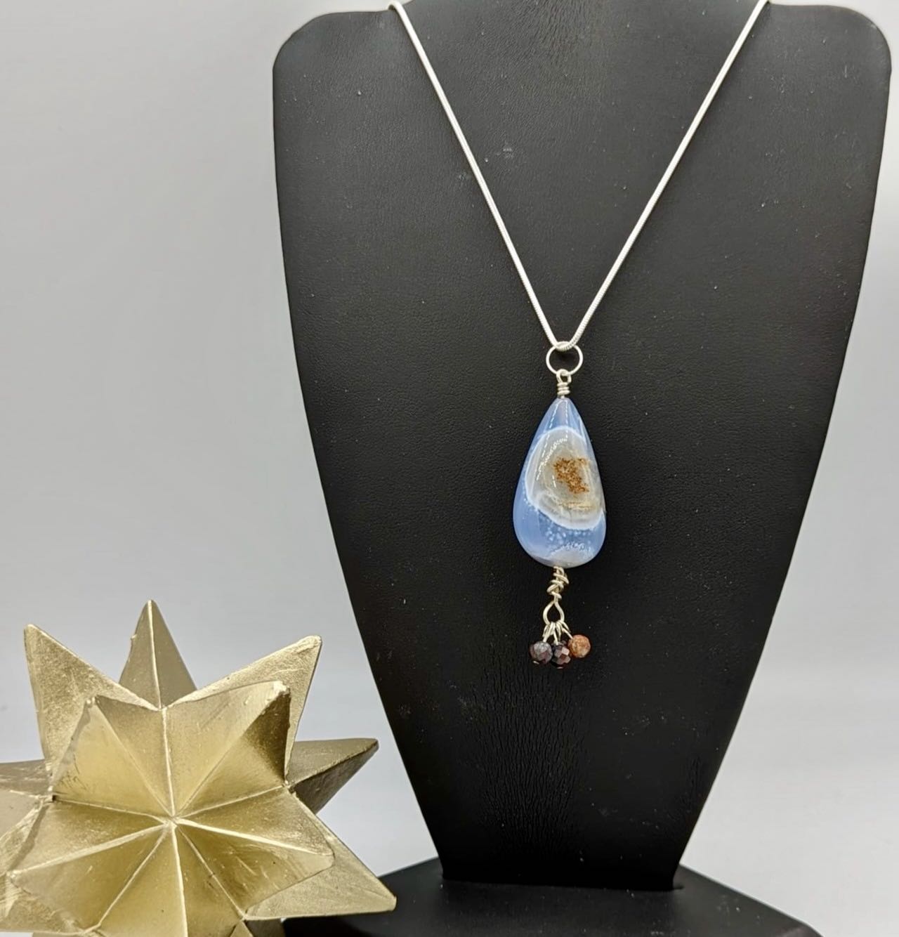 blue chalcedony sterling silver necklace