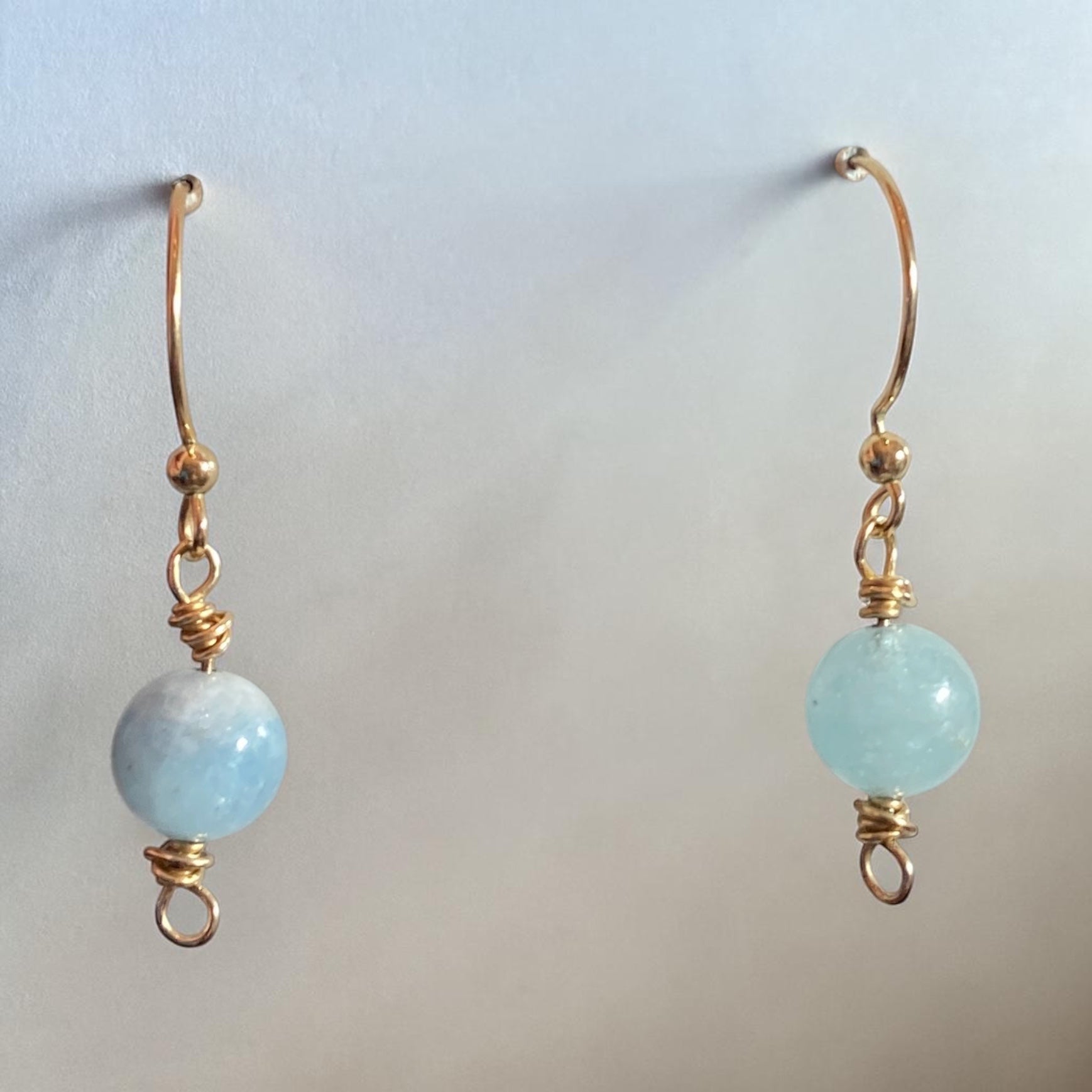 Tranquil Elegance: Handcrafted 14K Gold-Filled Aquamarine Earrings