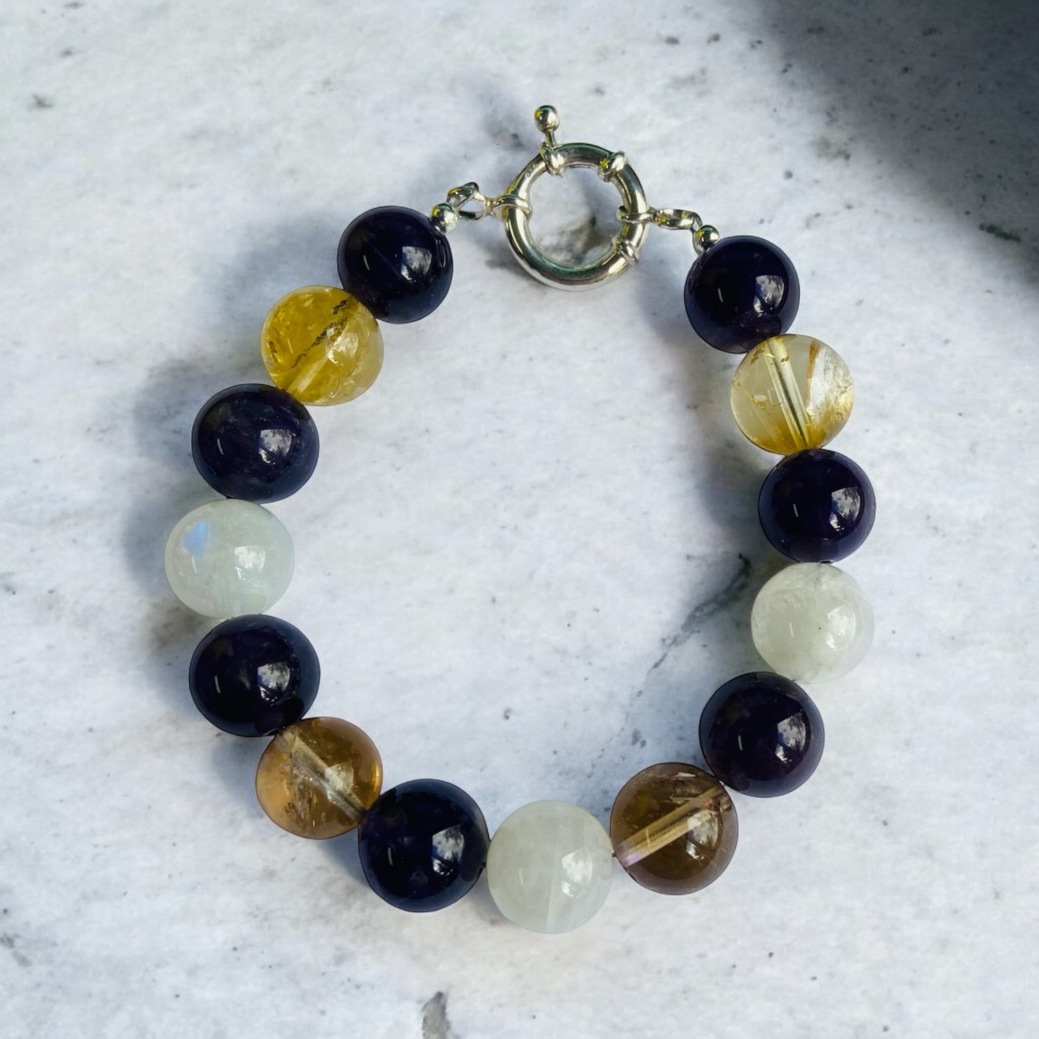Ametrine Aura: Men's Ametrine Gemstone Bracelet in Sterling Silver