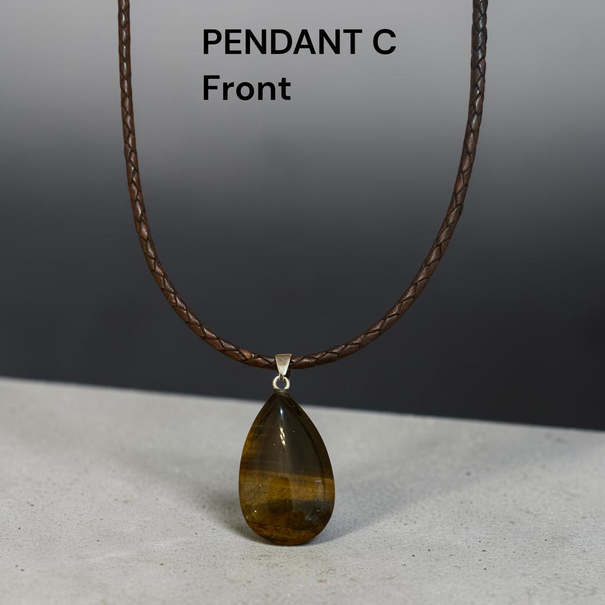Men's Tigers Eye Braided Leather Necklace - 20"