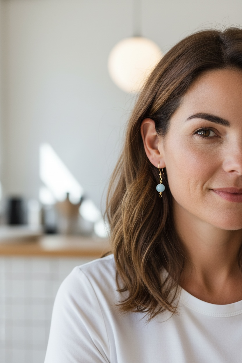 Tranquil Elegance: Handcrafted 14K Gold-Filled Aquamarine Earrings