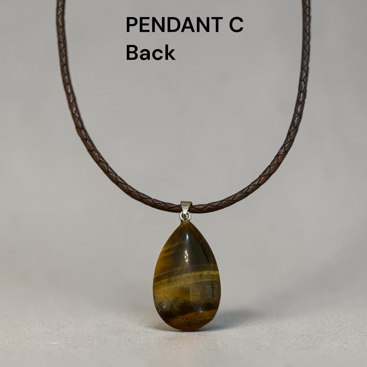 Men's Tigers Eye Braided Leather Necklace - 20"