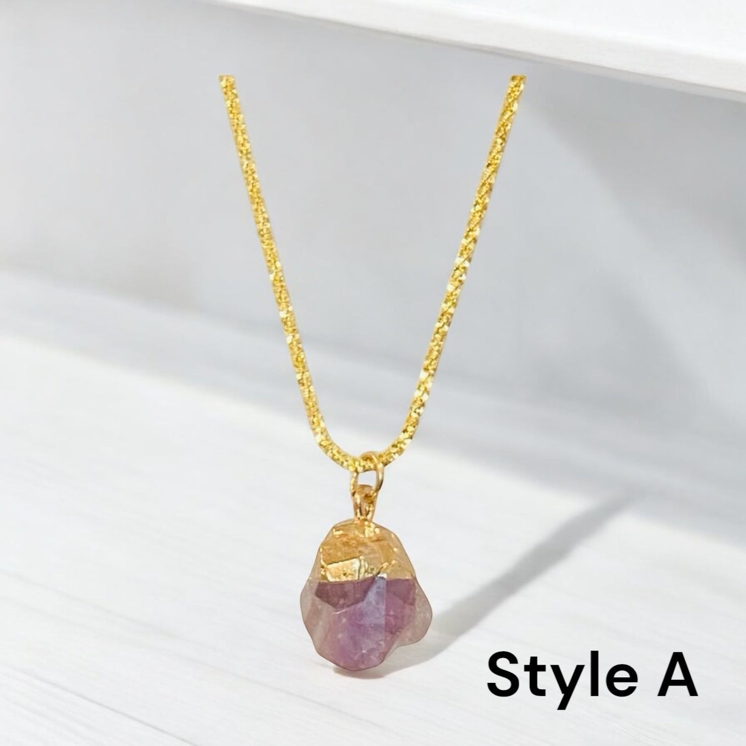 Mini Amethyst Pendant, 18k Gold over Sterling Silver Adjustable Chain