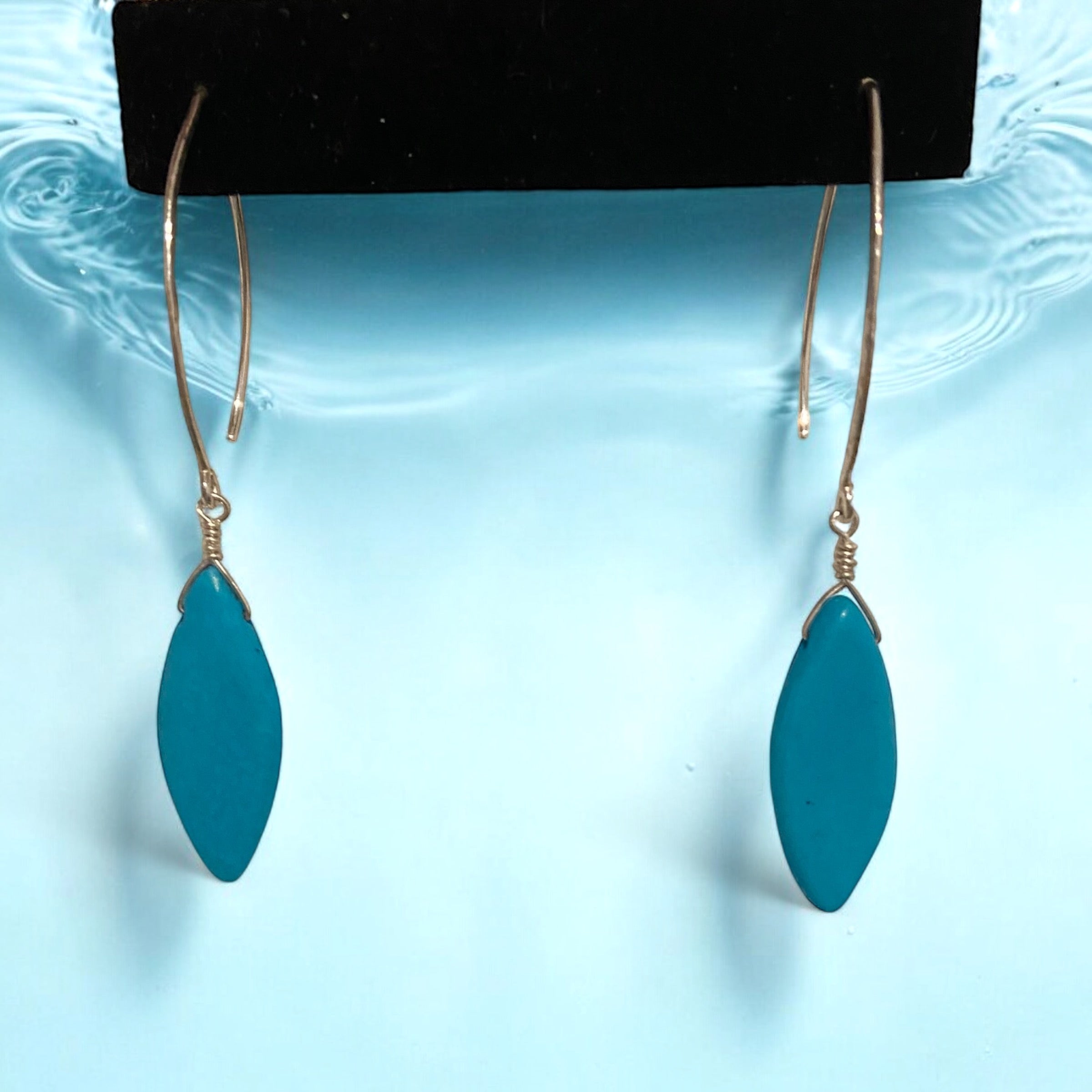 Skyline Marquise Turquoise Earring Drops - Sterling Silver or 14K Gold-filled