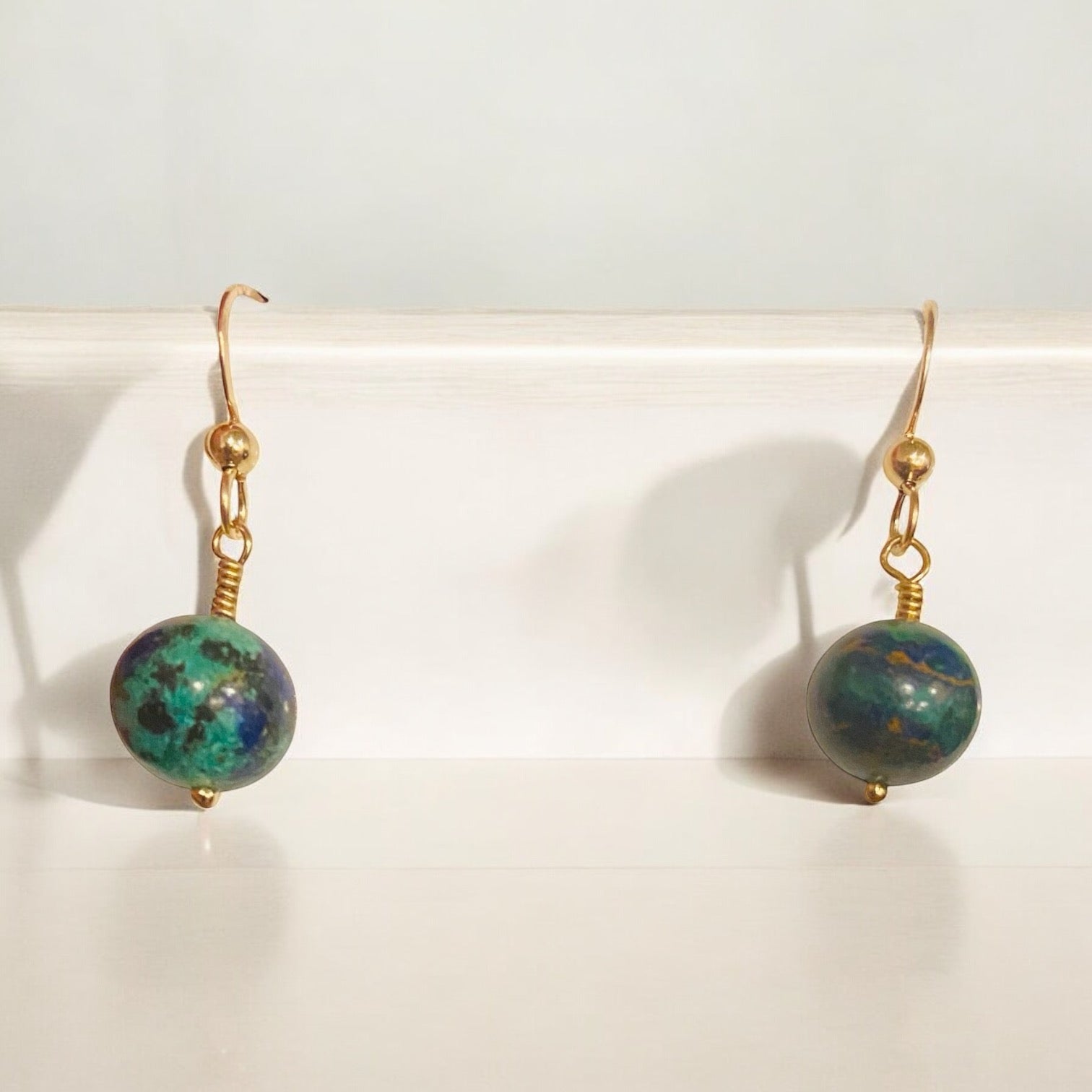 Simply Elegant Lapis/Malachite 10mm Earrings in 14K Gold-Filled or Sterling Silver