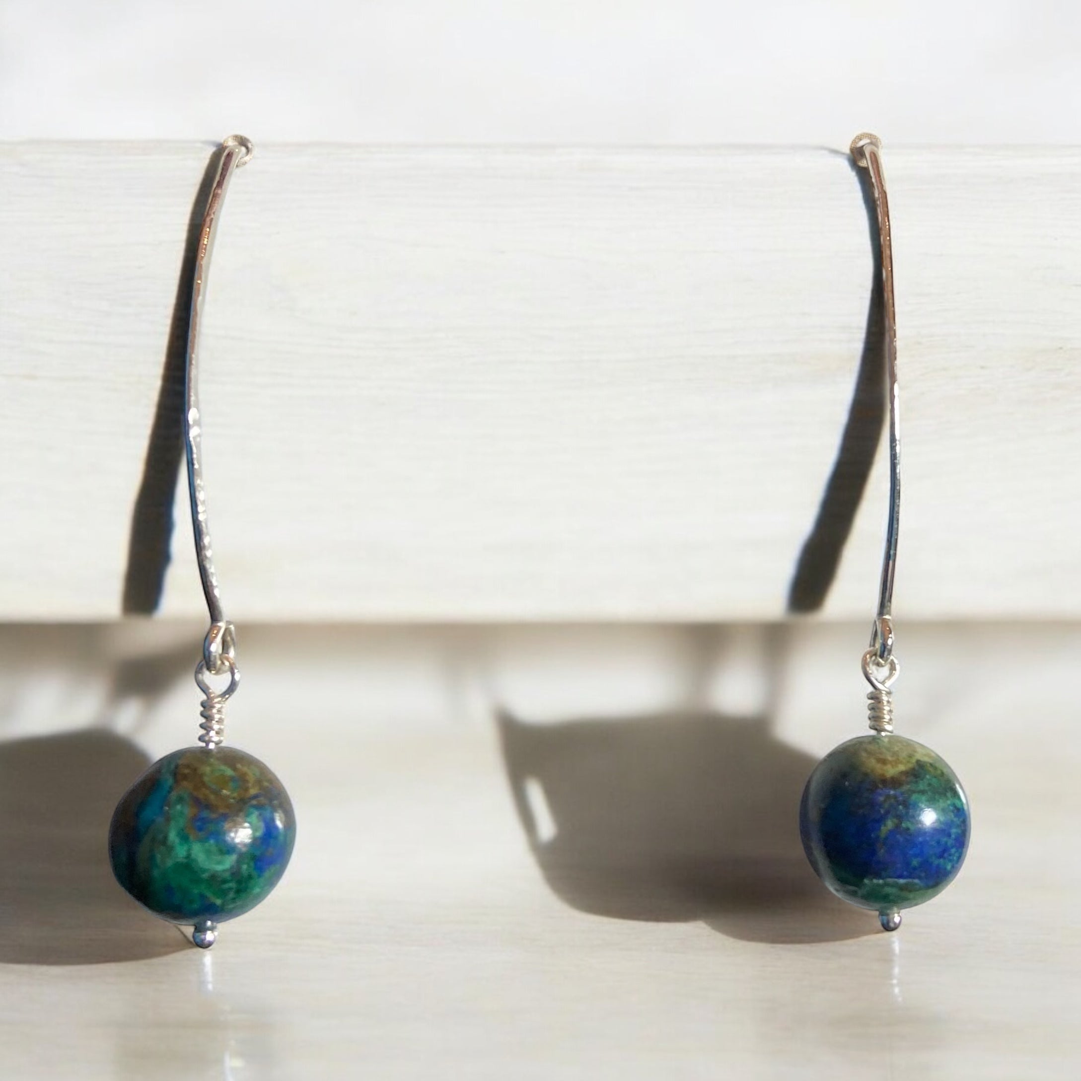 Simply Elegant Lapis/Malachite 10mm Earrings in 14K Gold-Filled or Sterling Silver
