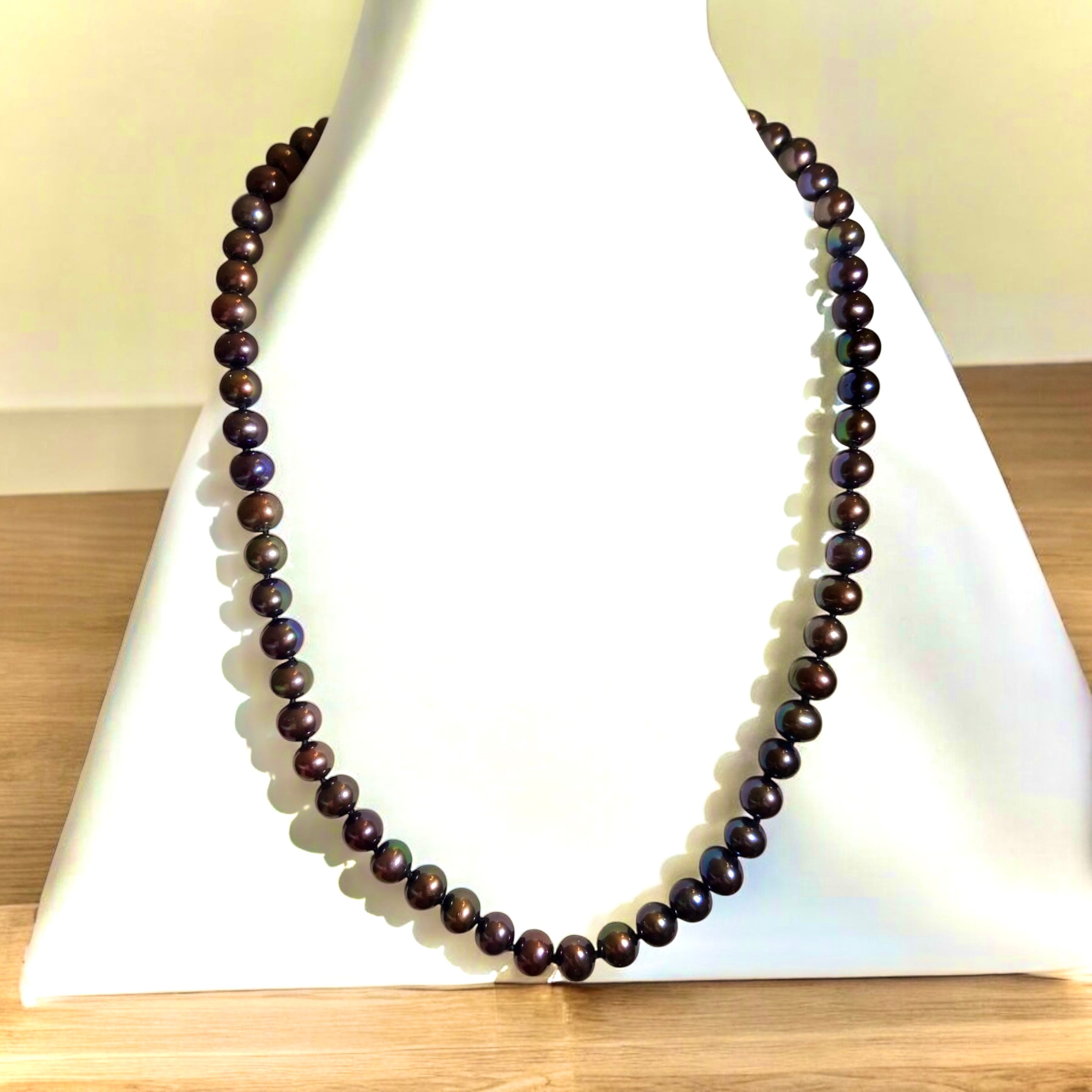 Chocolate Mocha with Purple Sheen Freshwater Pearl Necklace