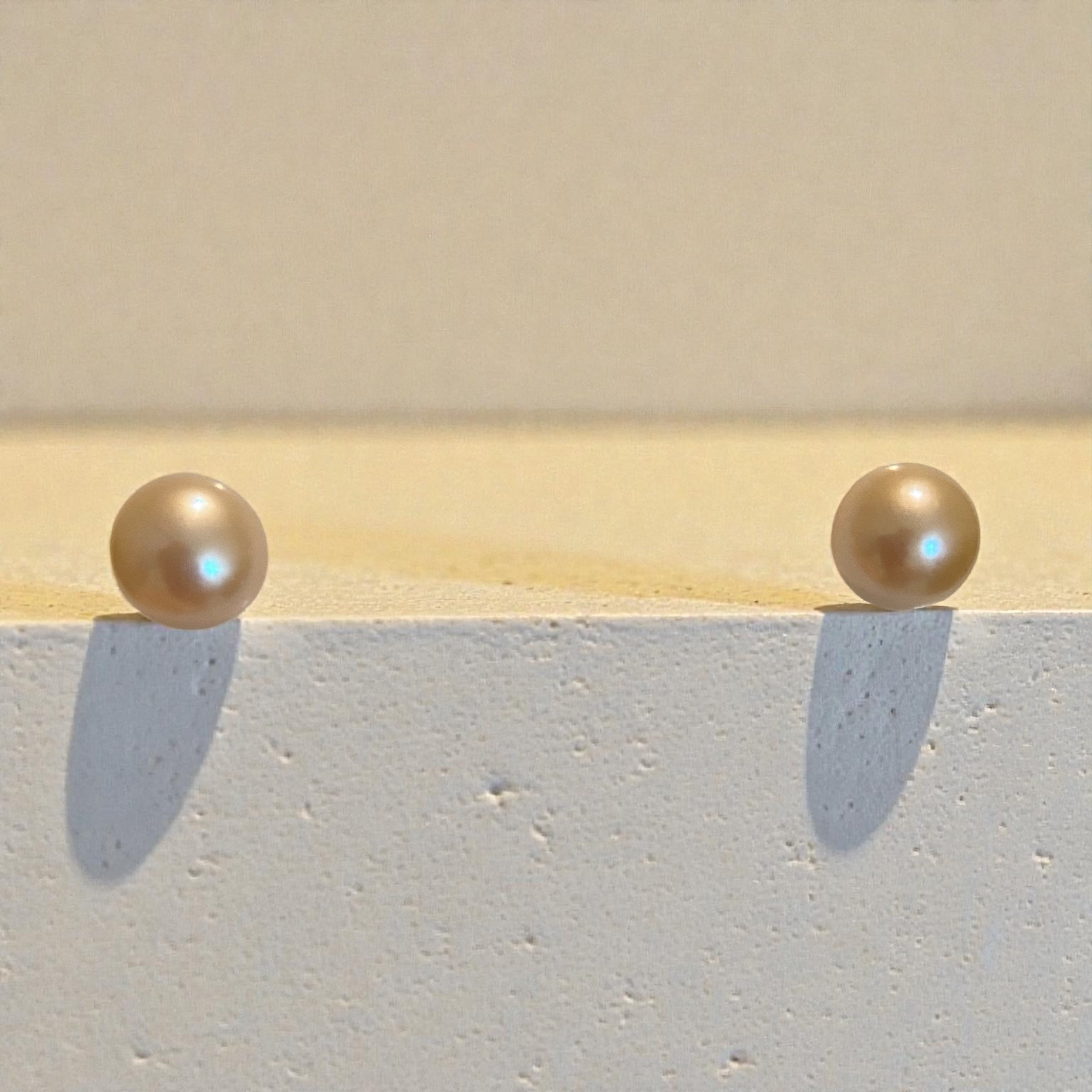 Peach Freshwater Pearl Studs — 8.5 mm