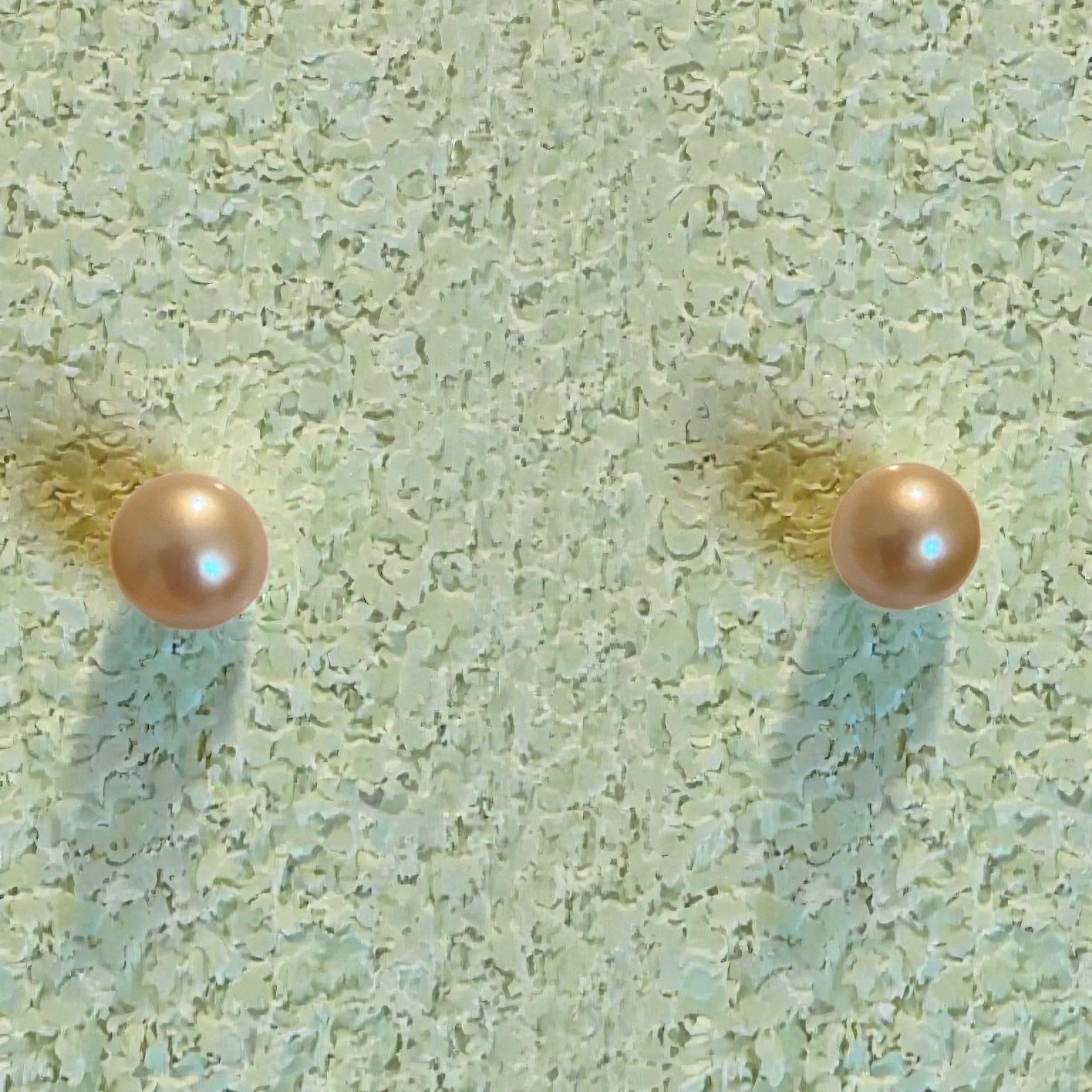 Peach Freshwater Pearl Studs — 8.5 mm
