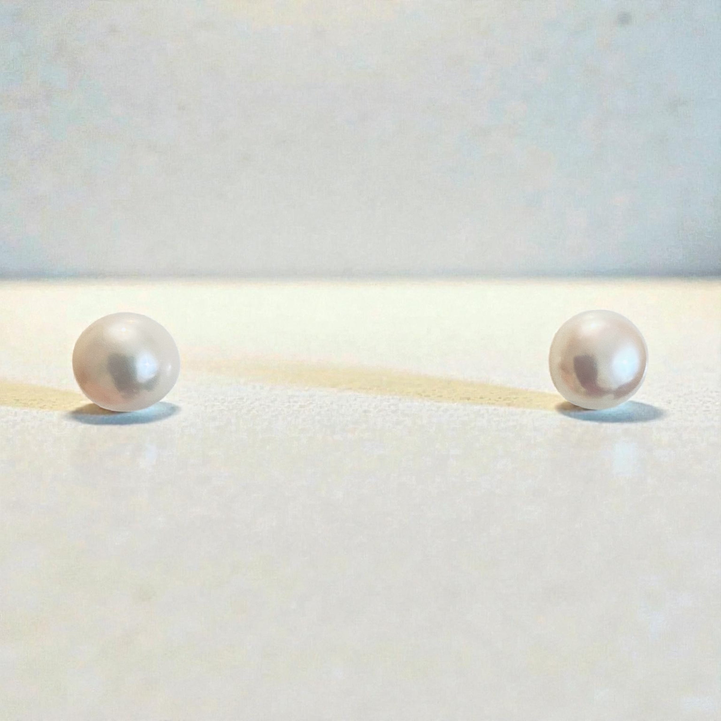 White Freshwater Pearl Studs — 8.5 mm