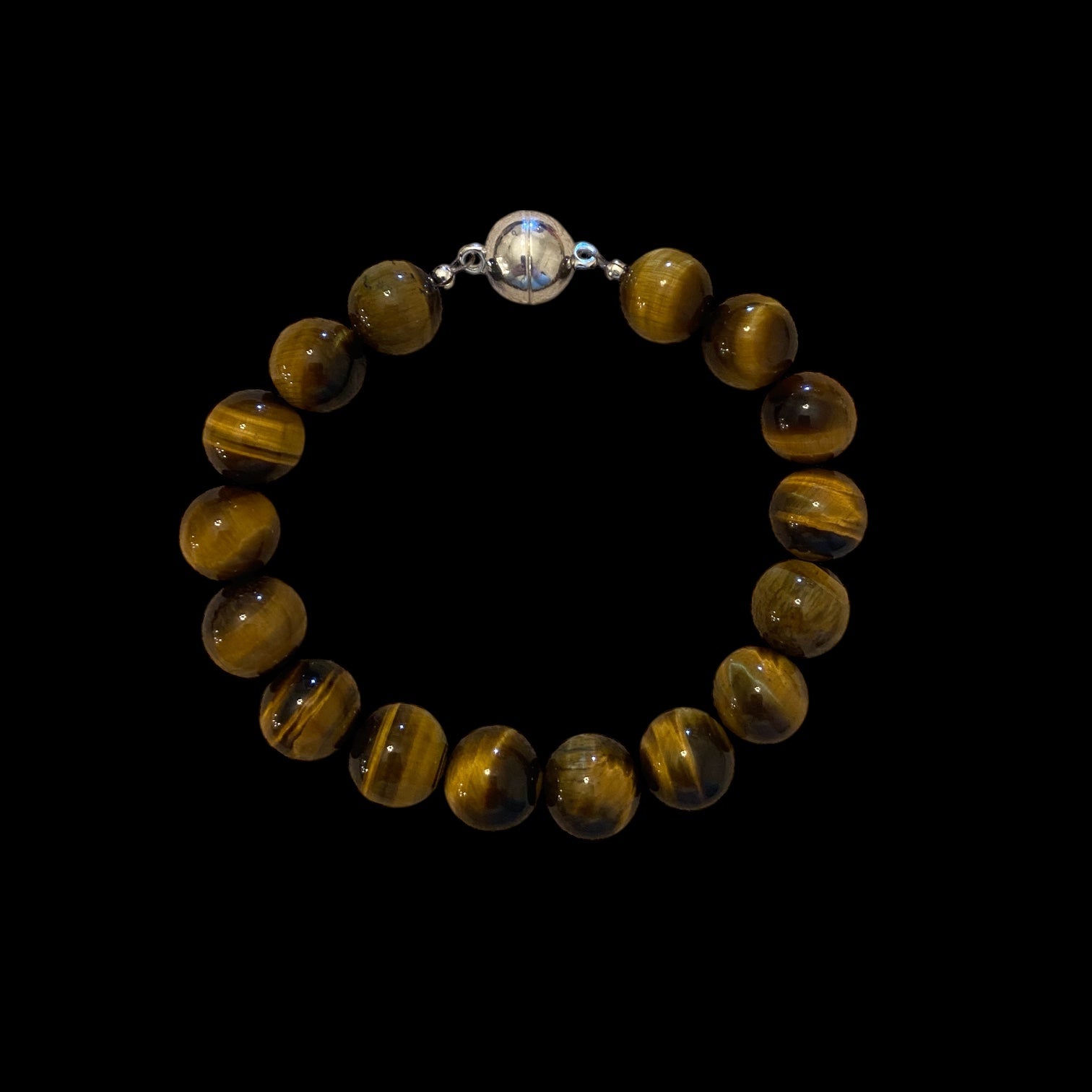 Men's Tigers Eye 12 mm Gemstone Bracelet | Sterling Silver | Classic Men's Jewelry