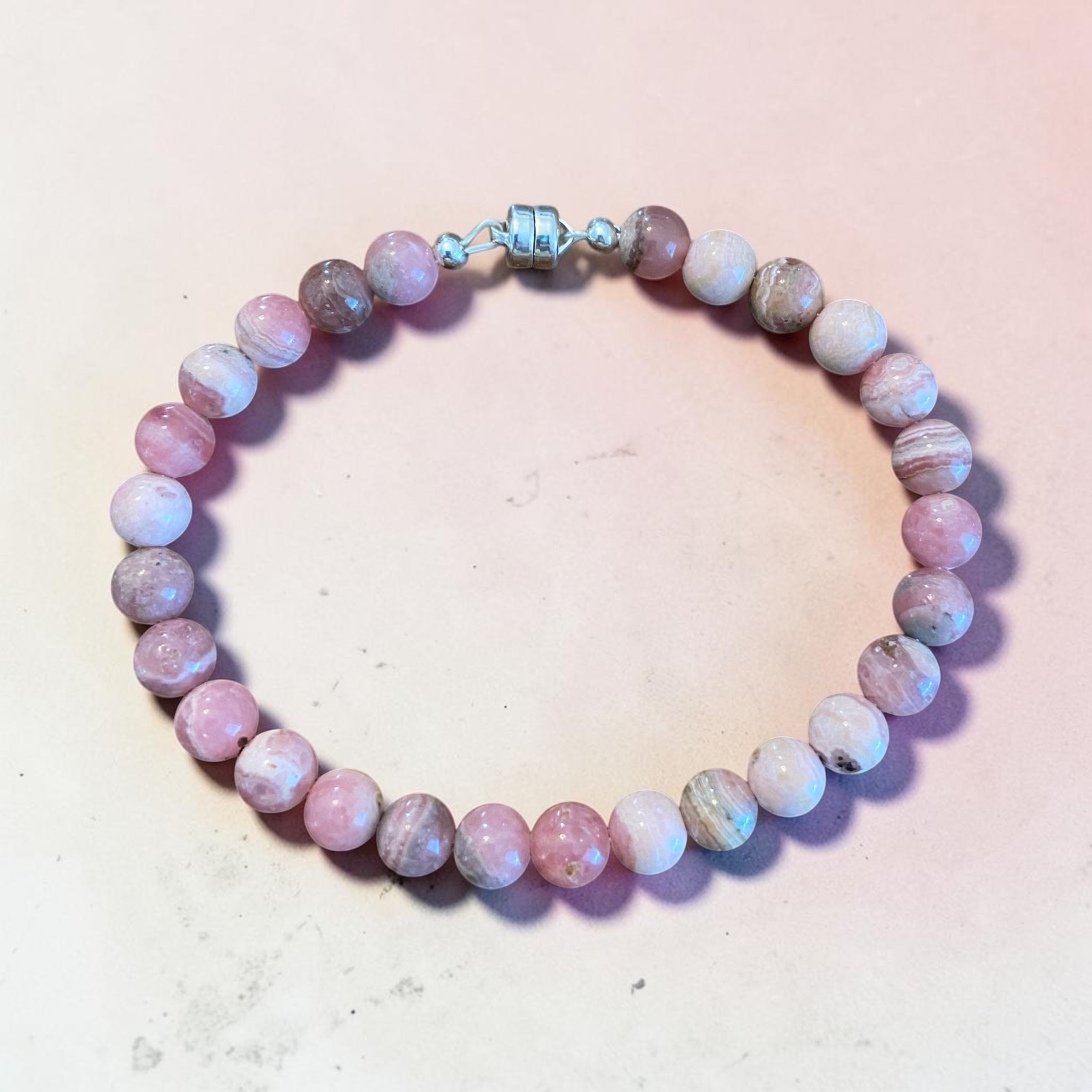 Rare Rhodochrosite Gemstone Line Bracelet