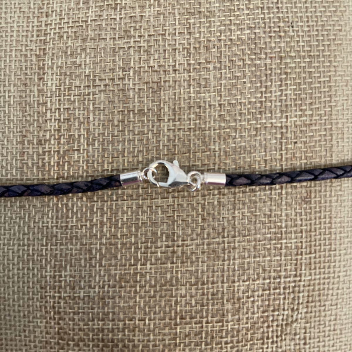 Men’s Blue Apatite and Sterling Silver Leather Necklace - 22"