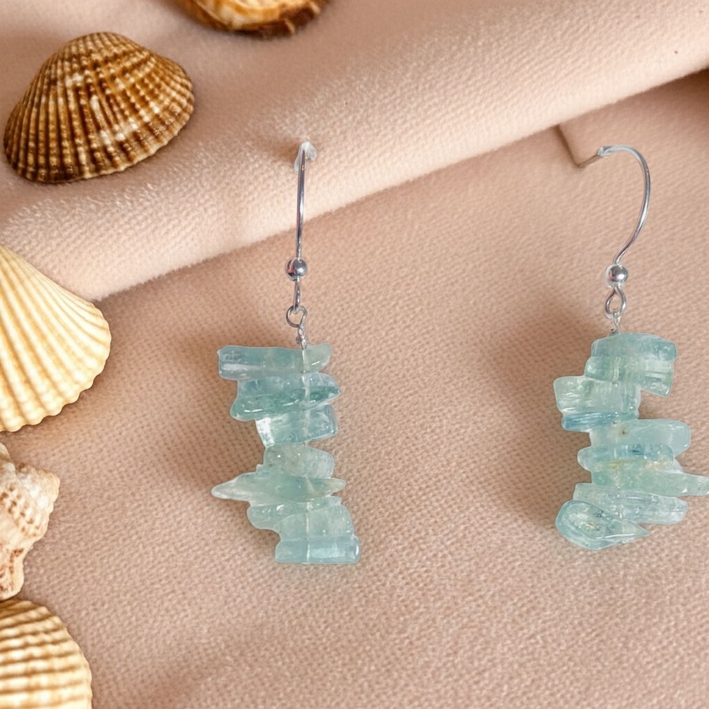 Sea Mist: Aquamarine Gemstone Earrings with Sterling Silver Earwires