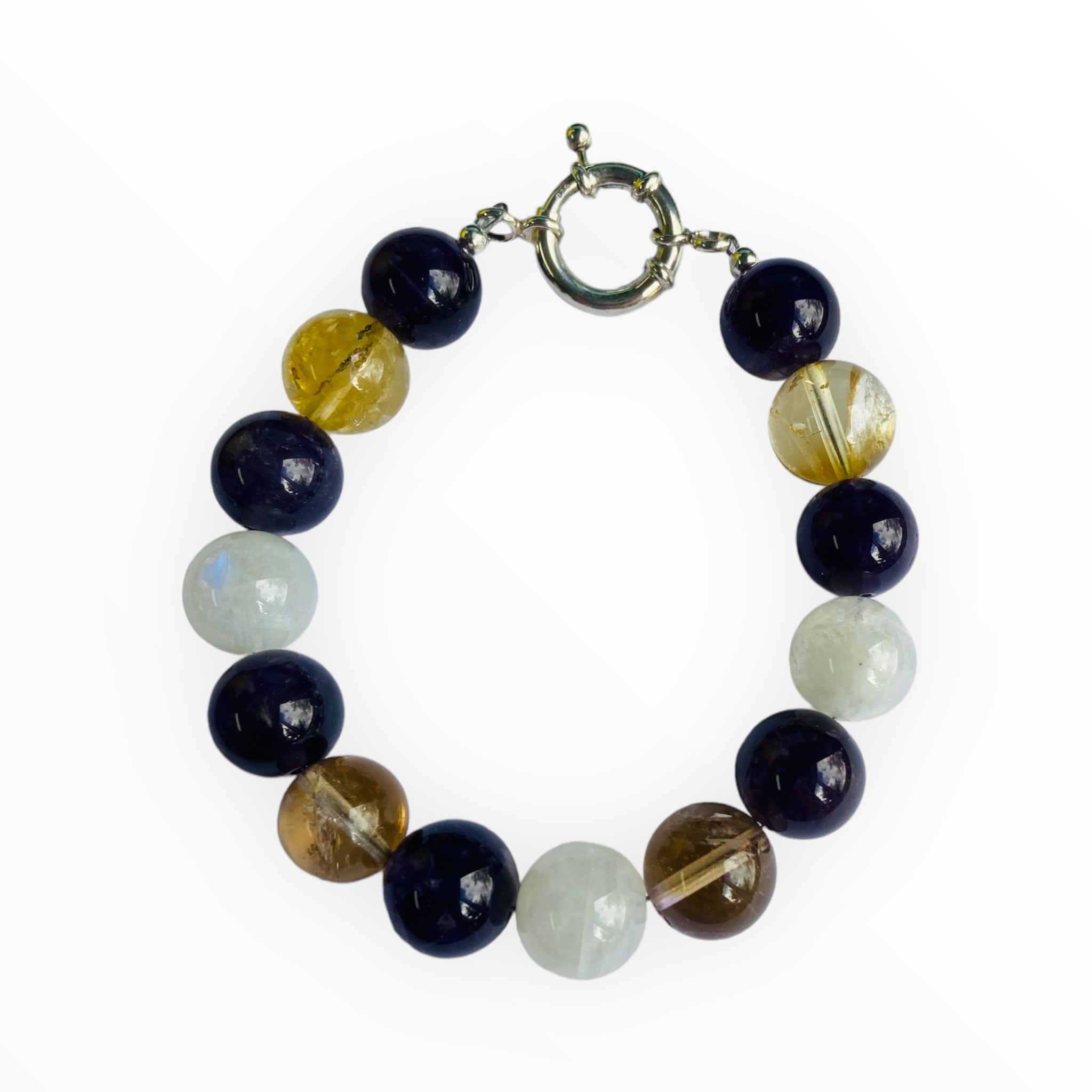 amethyst, ametrine, moonstone bracelet for men