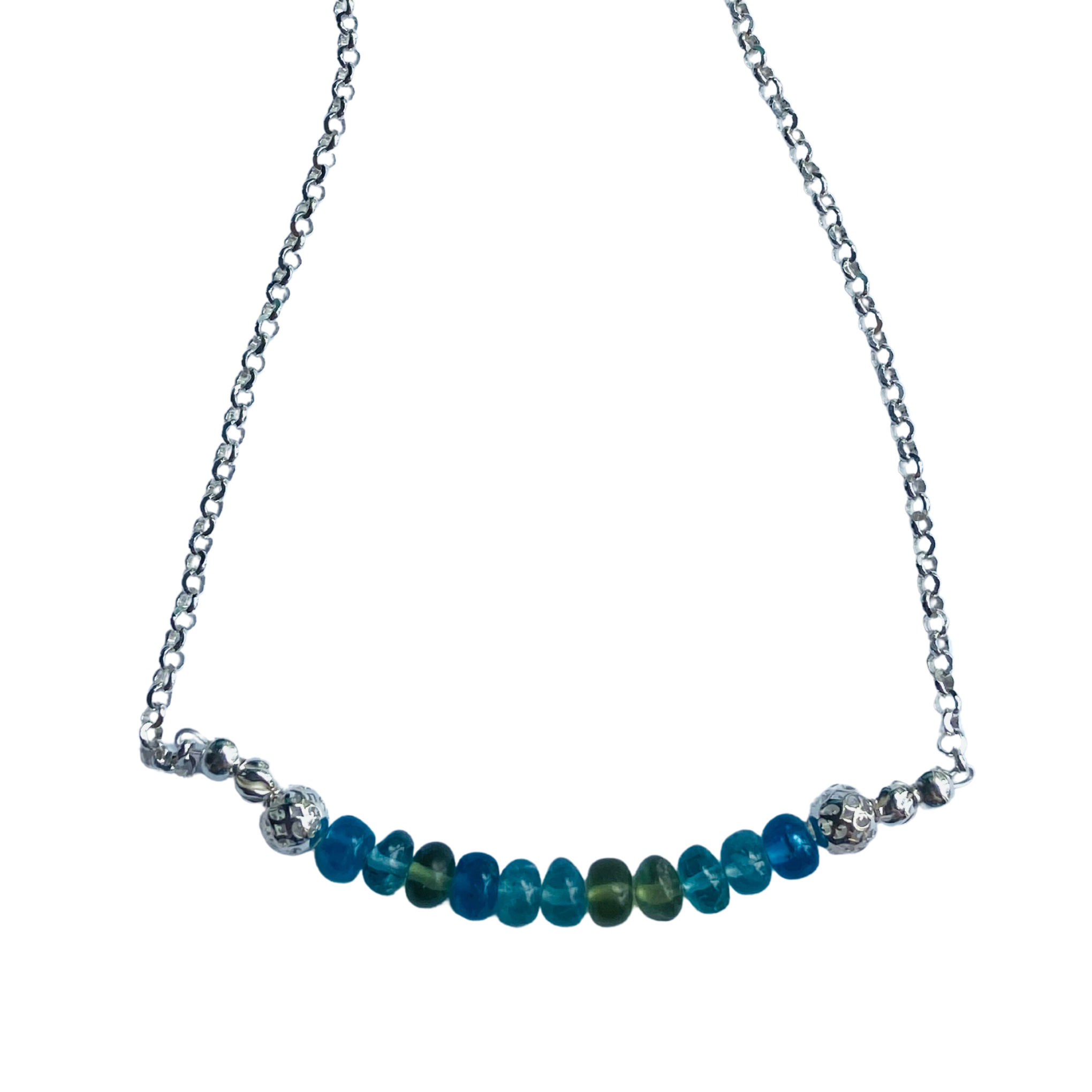 blue and green apatite necklace