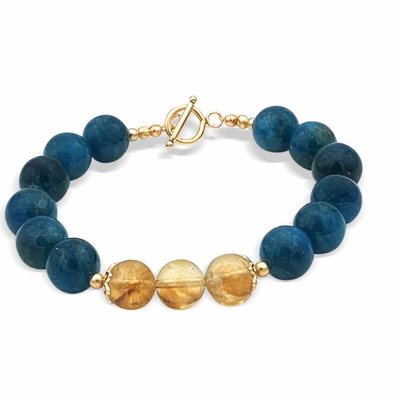 blue apatite and citrine gold-filled bracelet