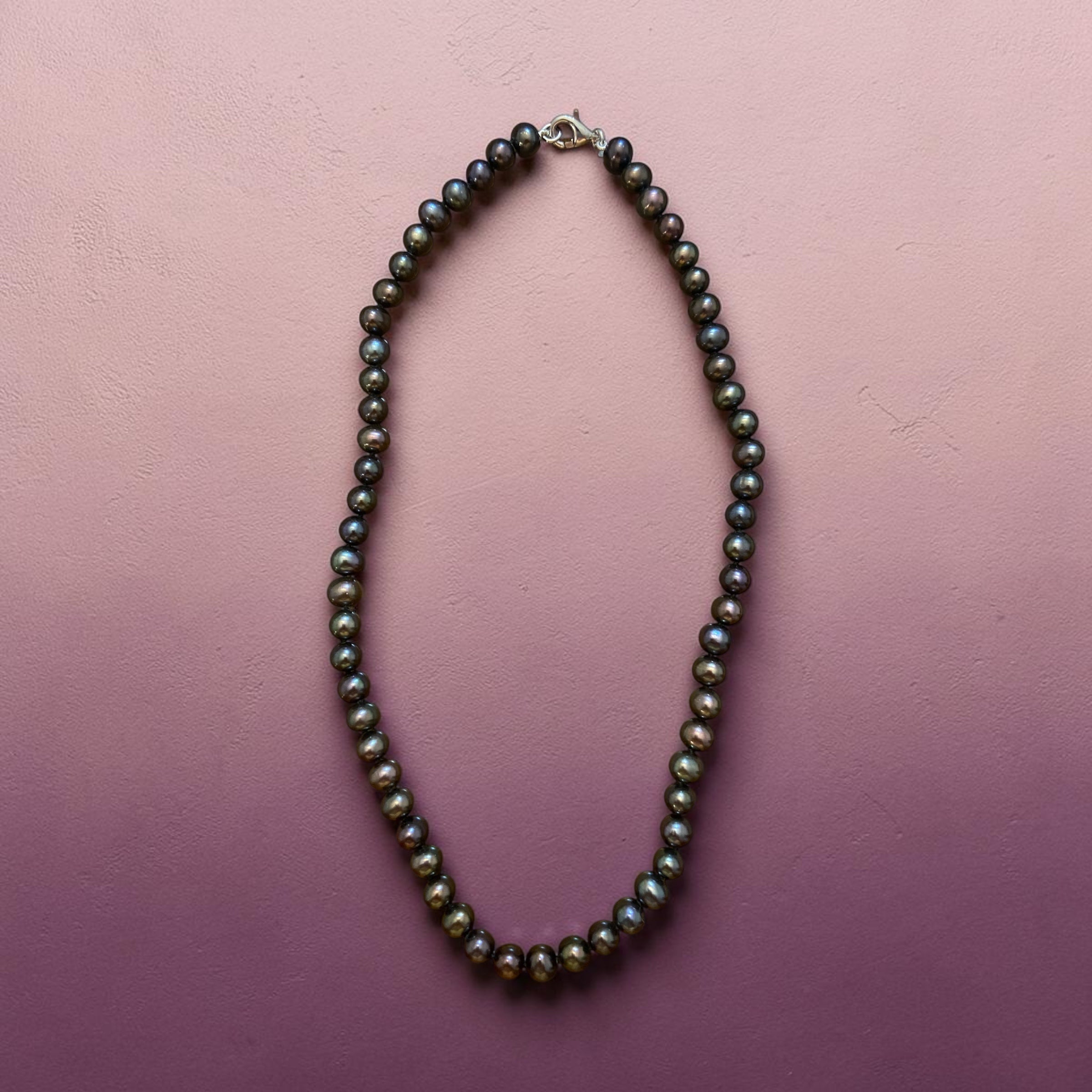 Sterling Silver Chocolate Mocha with Purple Sheen Freshwater Pearl Necklace
