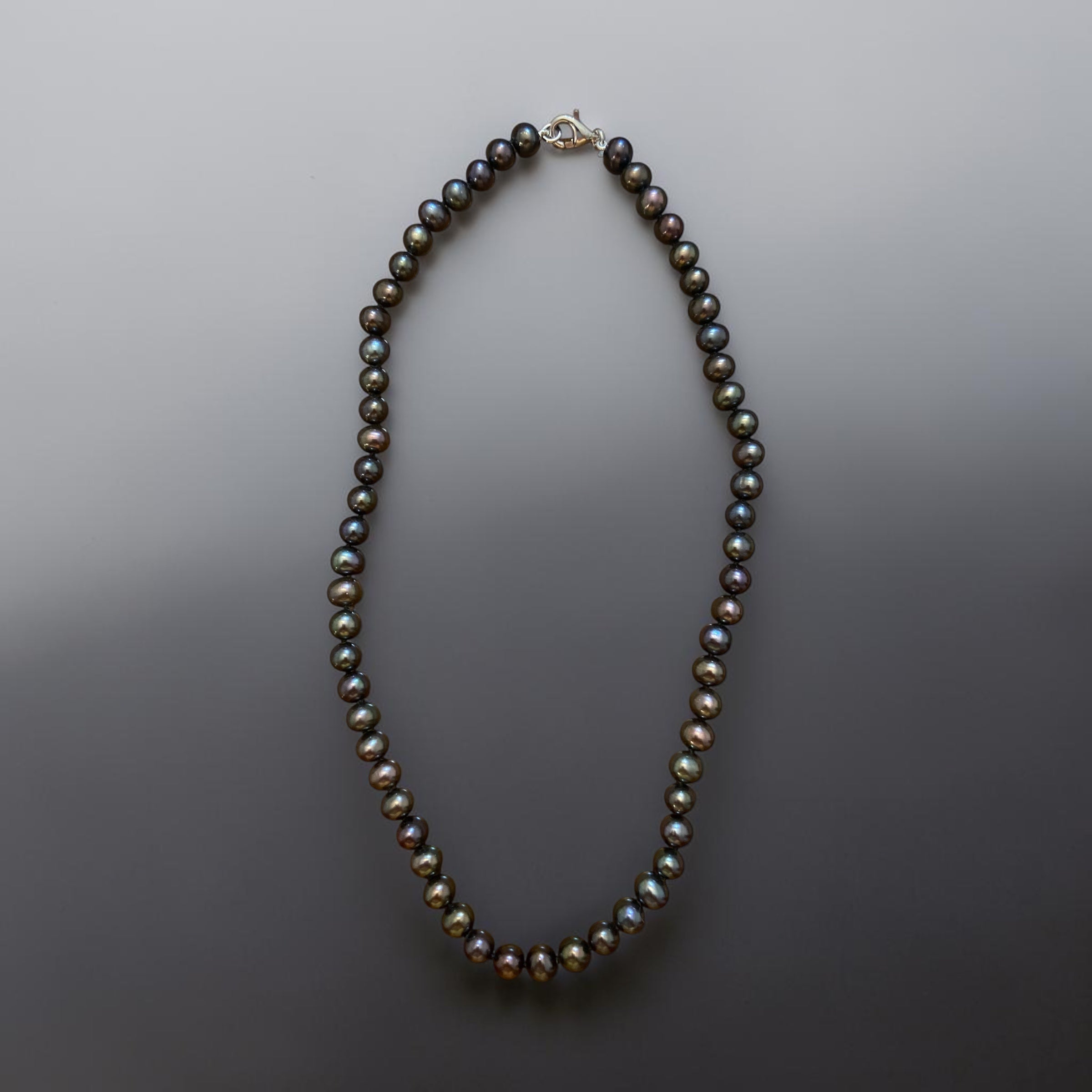Sterling Silver Chocolate Mocha with Purple Sheen Freshwater Pearl Necklace