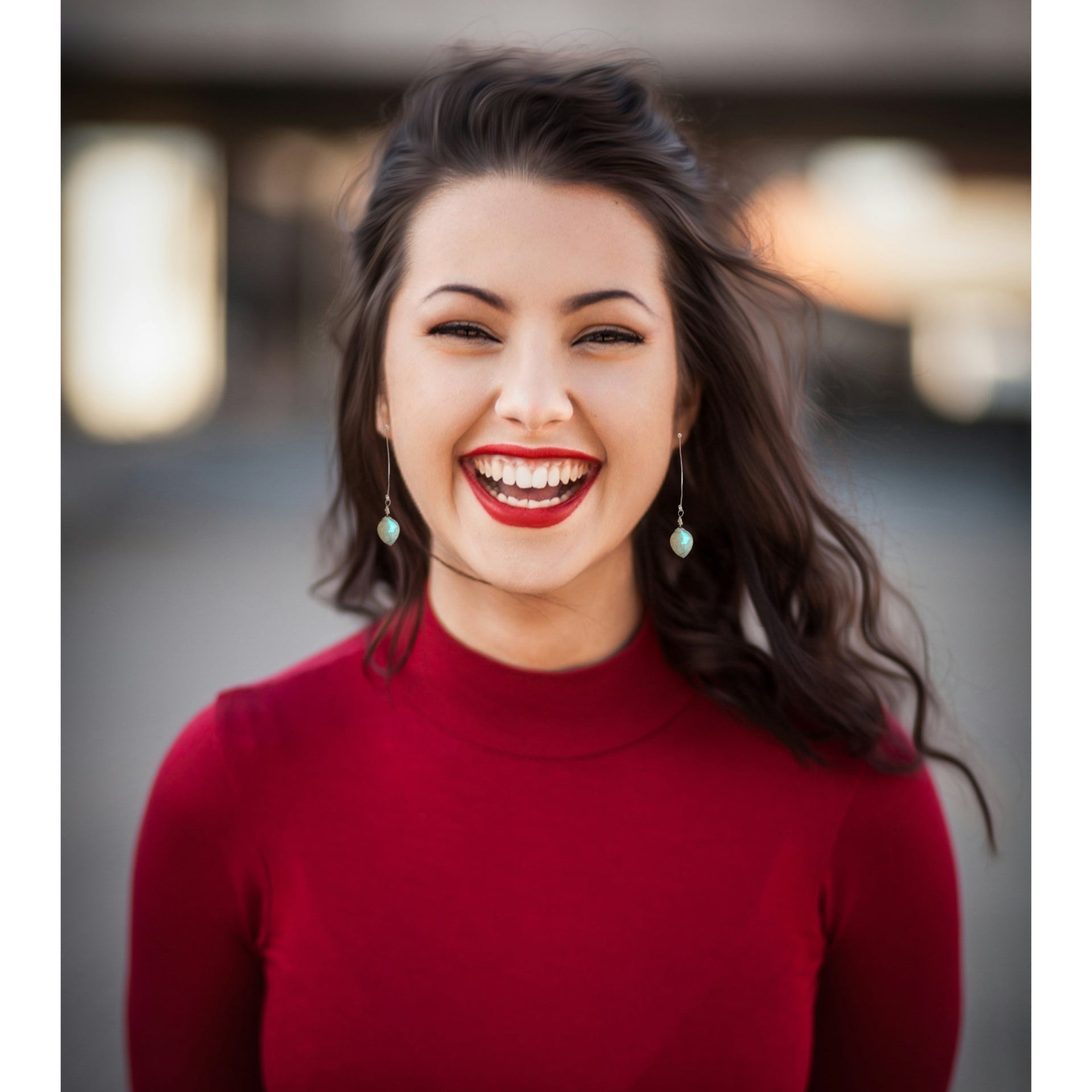 Labradorite Gemstone Earrings in Sterling Silver