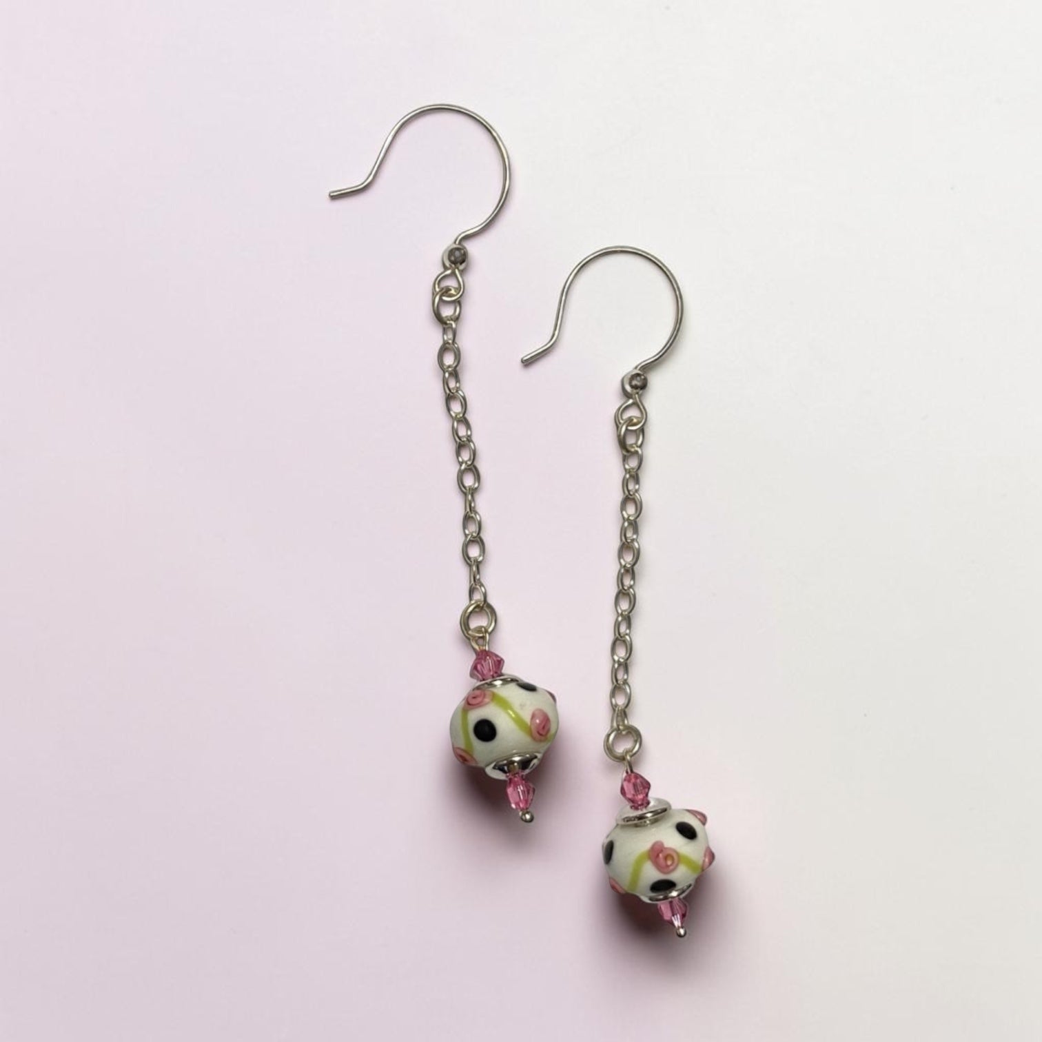 Sweet and Sassy Lampwork Bead and Crystal Earrings