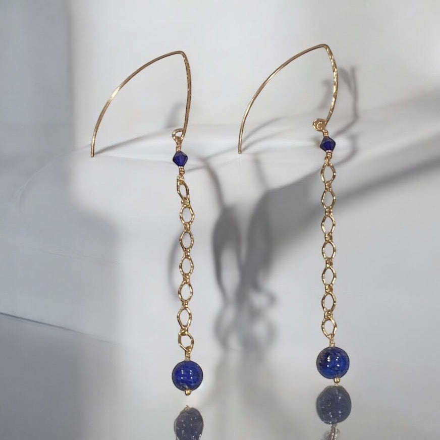 Lapis dangle earrings with crystal