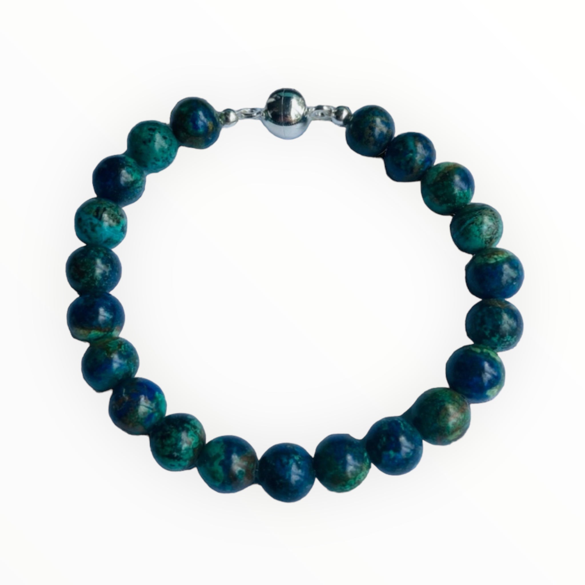 lapis and malachite men's bracelet with sterling silver magnetic clasp