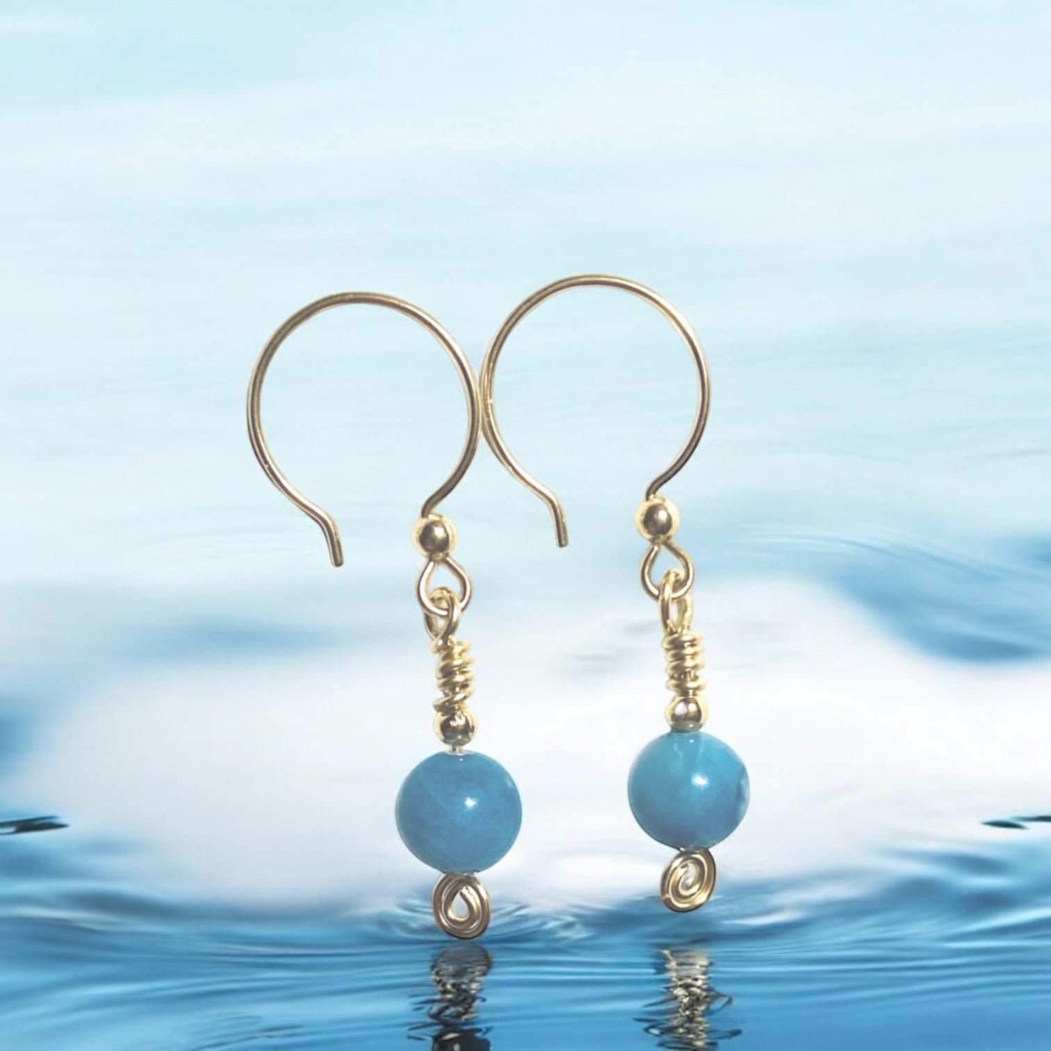 Larimar gold-filled earrings