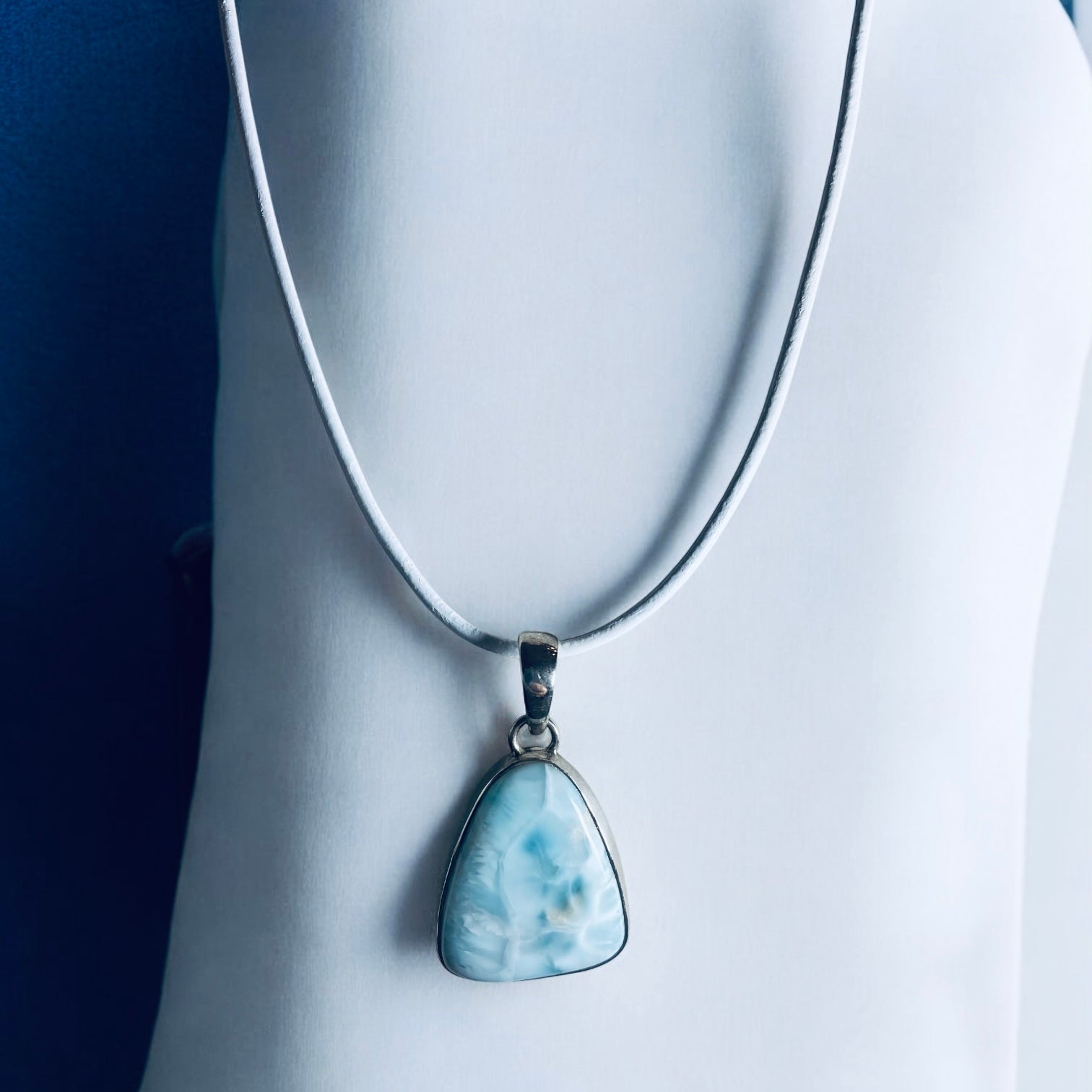 larimar 18" leather necklace styled