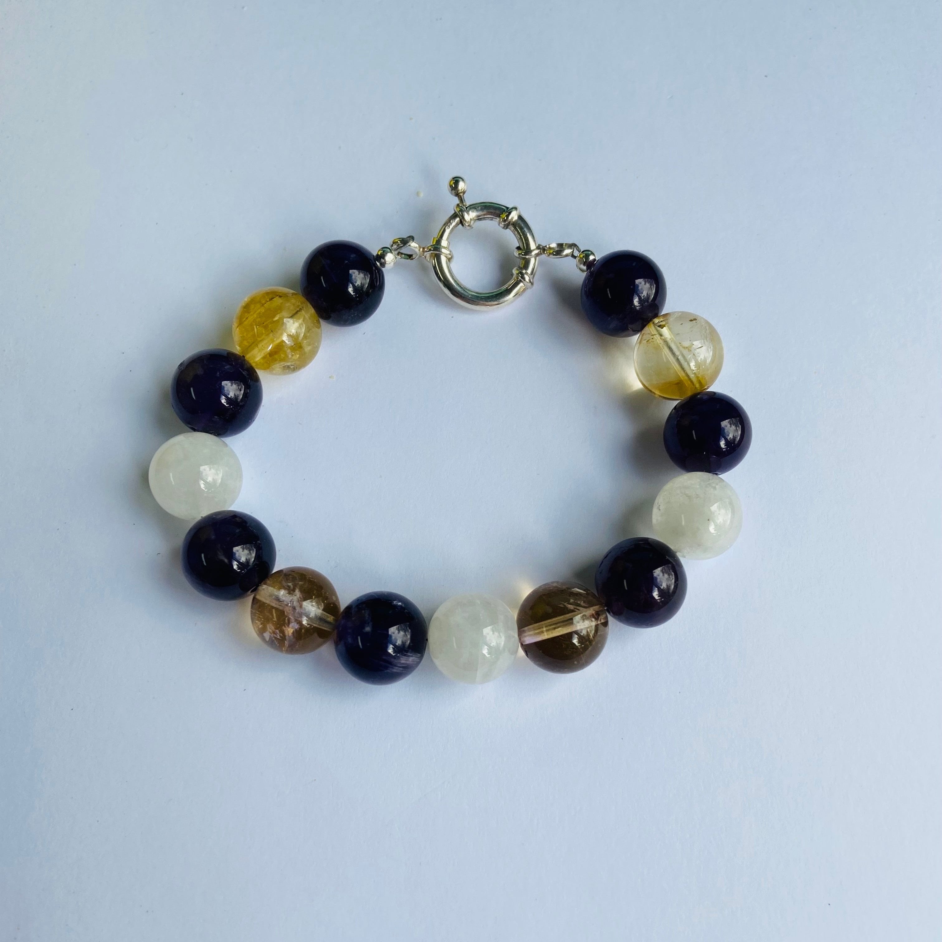 men's ametrine, amethyst, moonstone bracelet