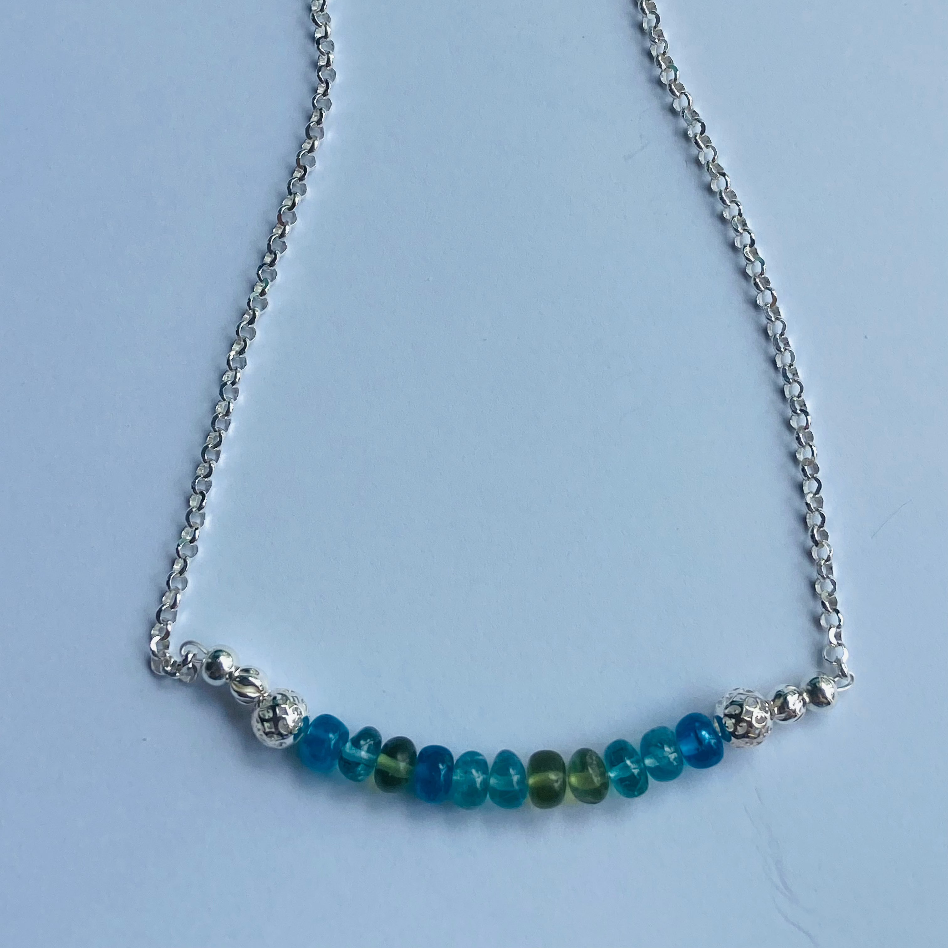 ocean apatite necklace, sterling silver
