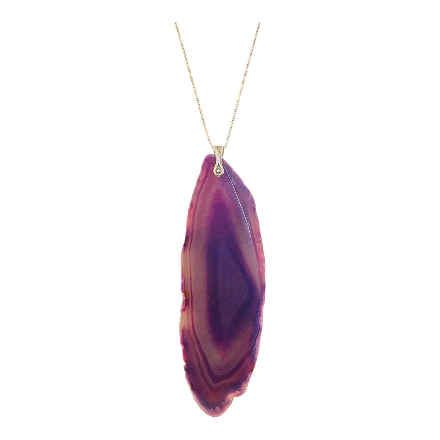dyed pink purple agate pendant necklace