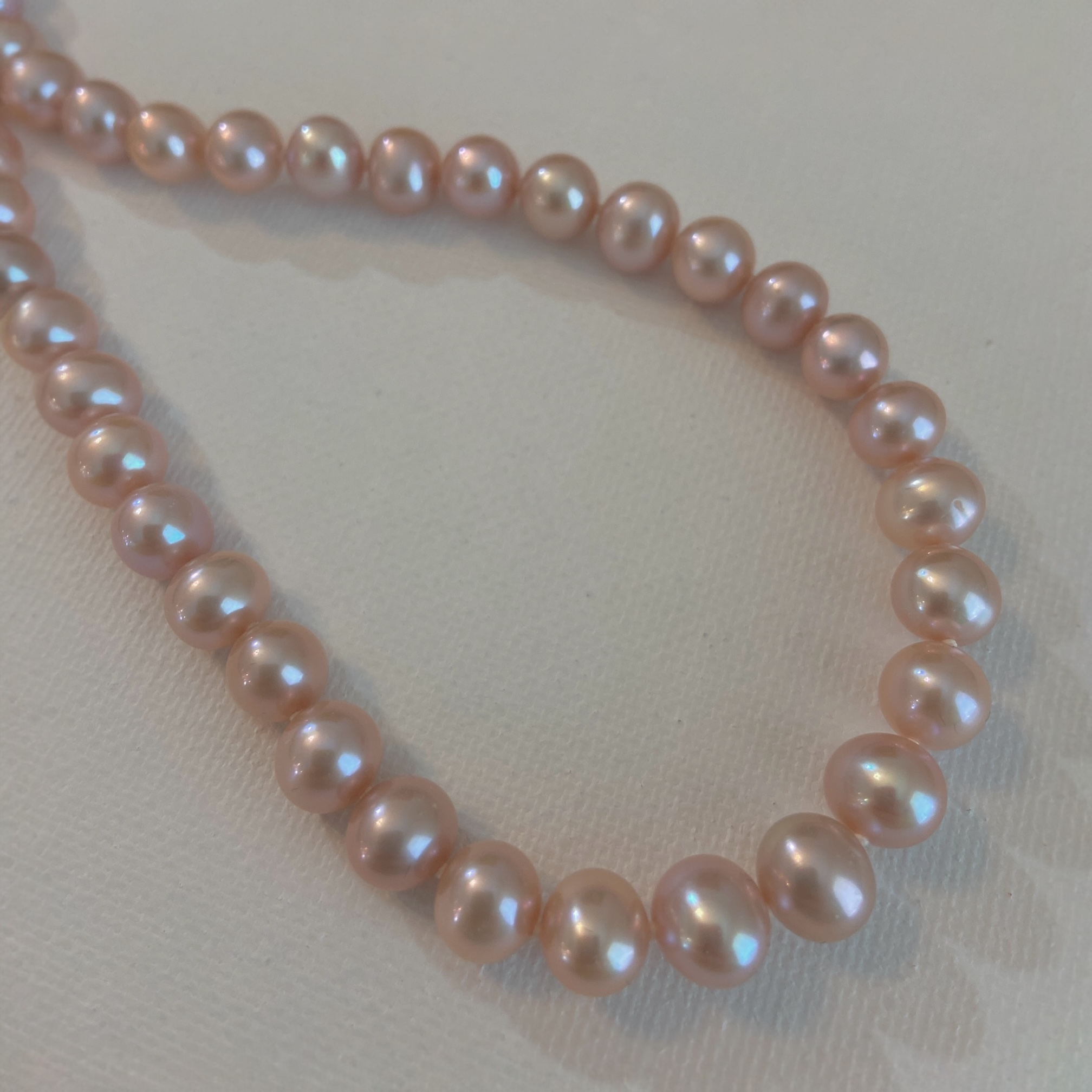Sterling Silver Pink Champagne Freshwater Pearl Necklace (18")