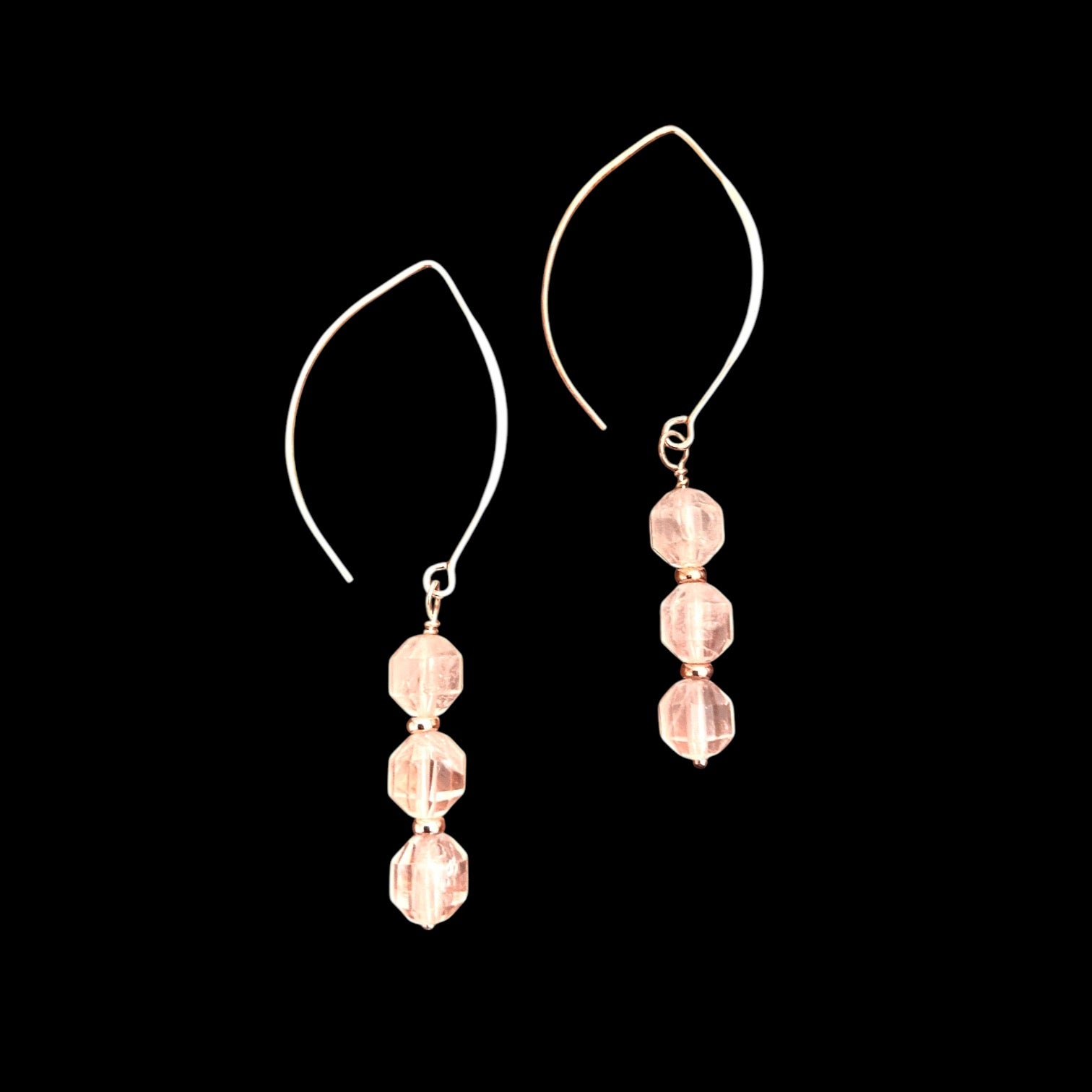 rose quartz drop earrings