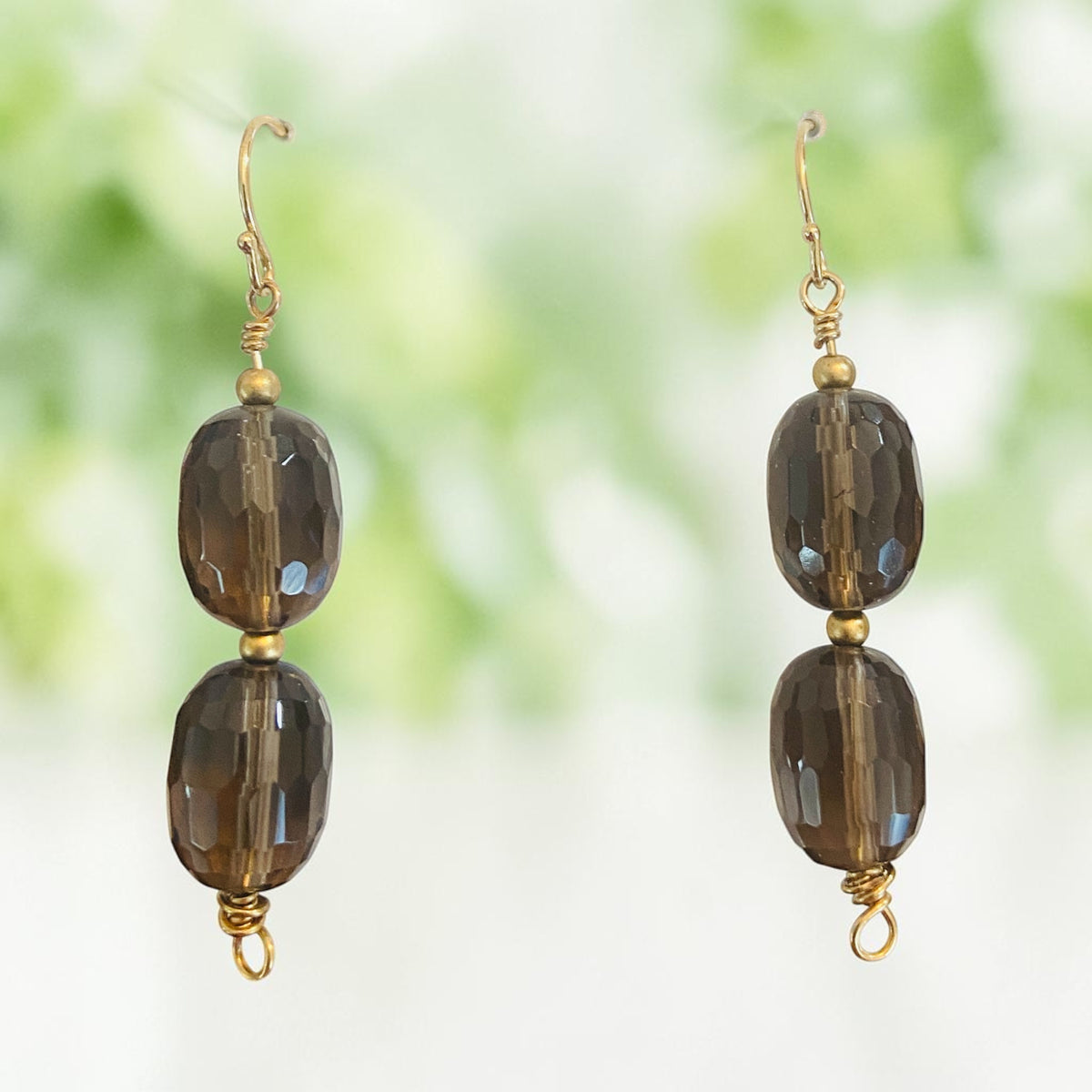 Mystic Glow: Handcrafted 14K Gold-Filled Smoky Quartz Earrings