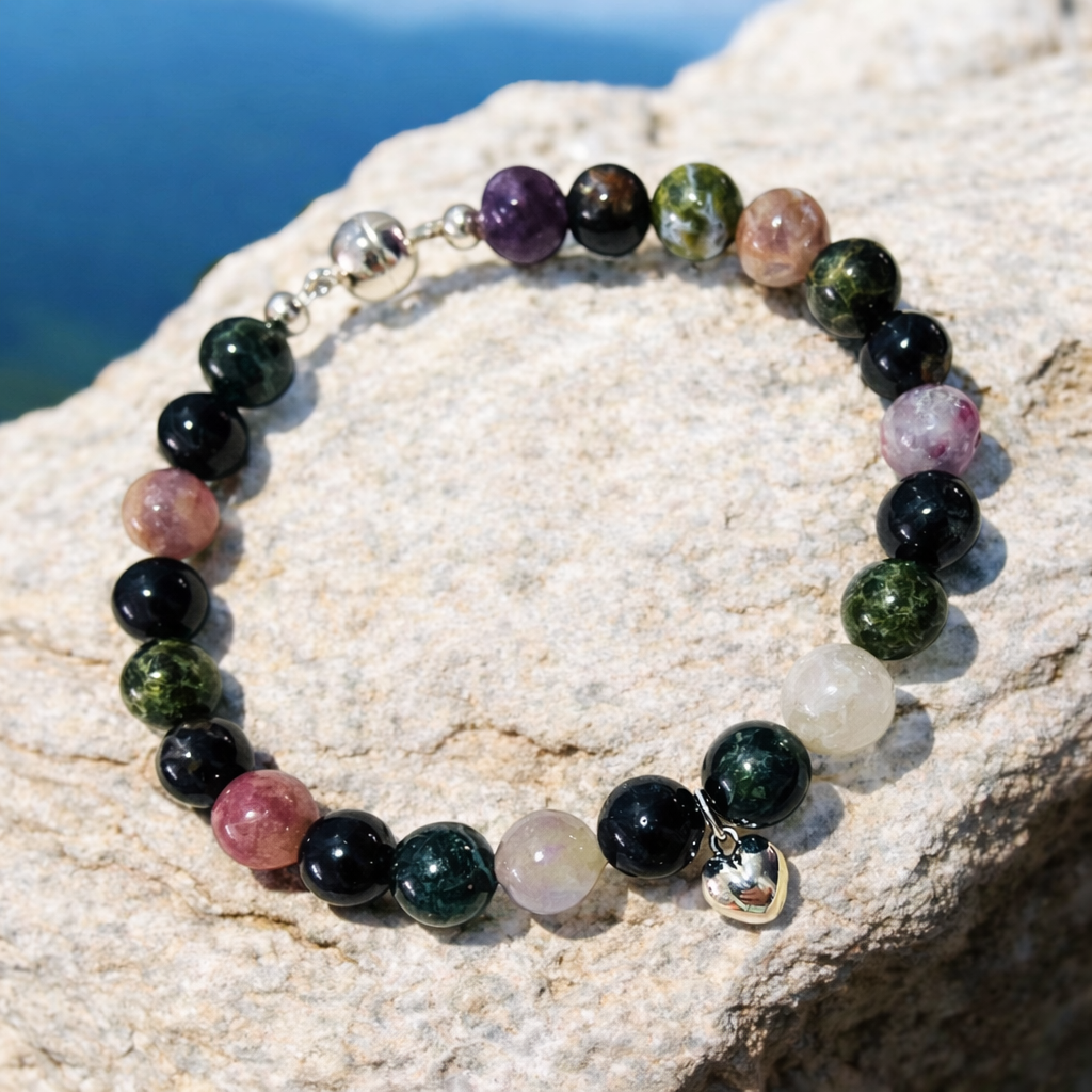 Tourmaline Heart Bracelet, Sterling Silver