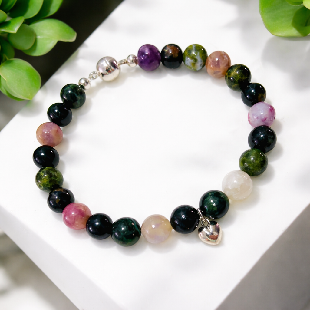 Tourmaline Heart Bracelet, Sterling Silver