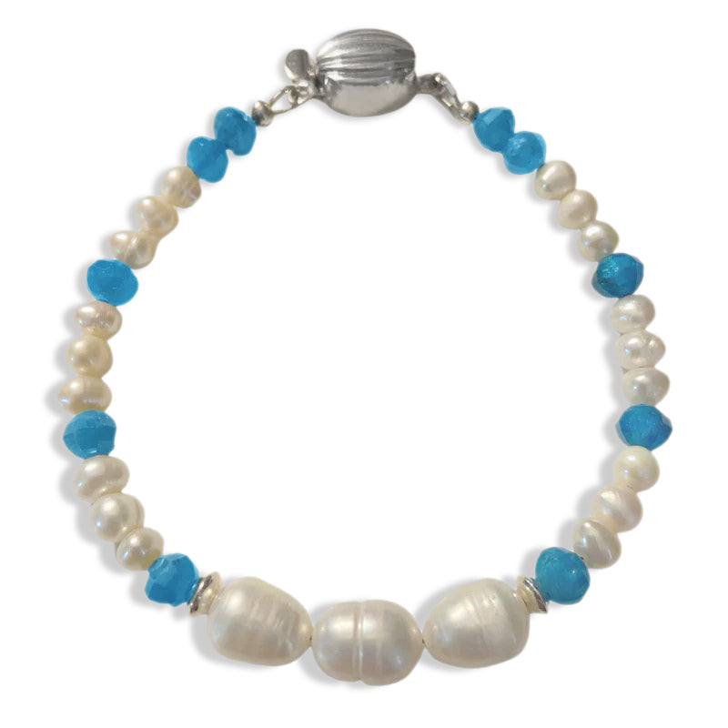 blue apatite and pearl bracelet