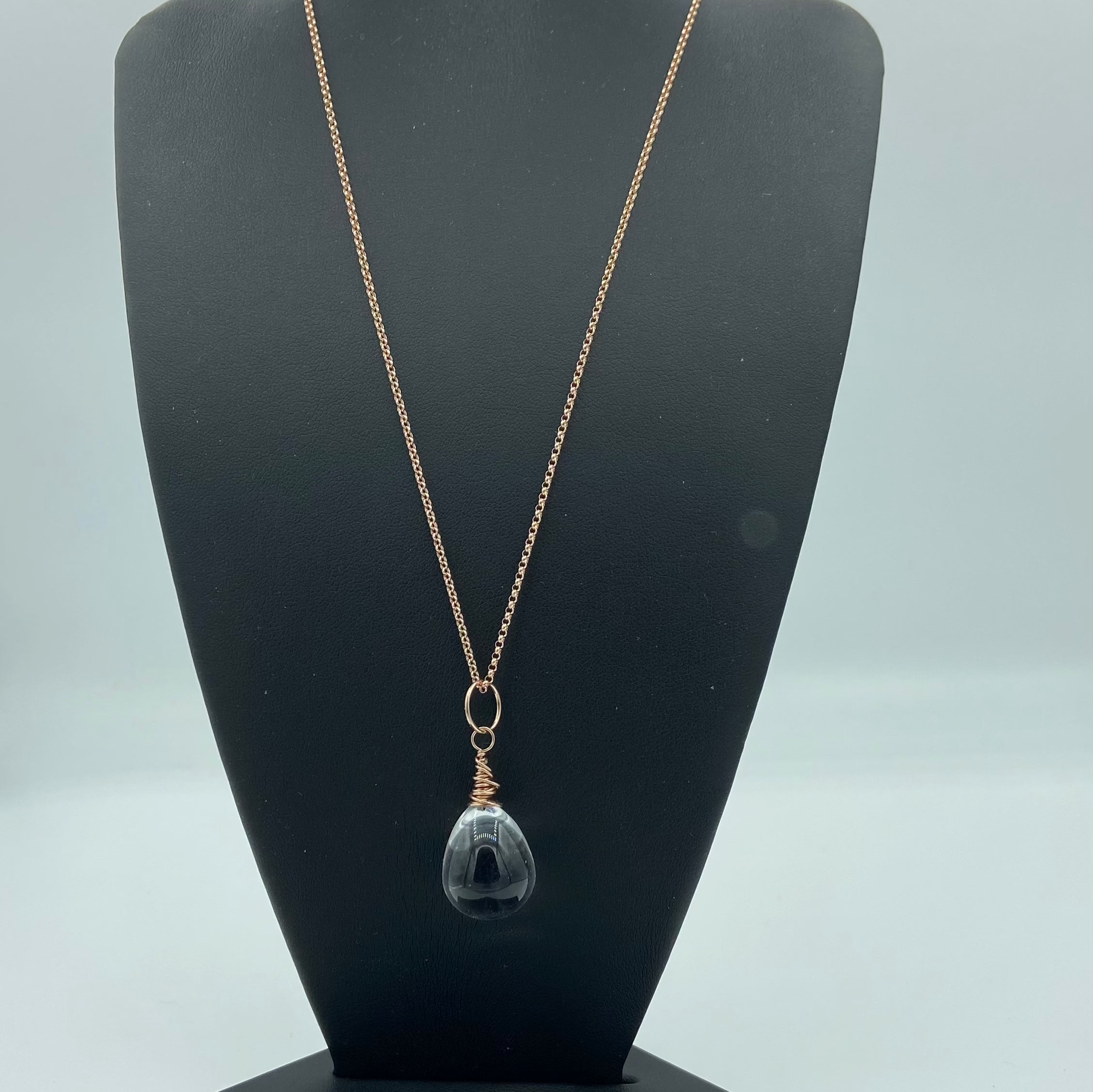 Crystal ball necklace in rose gf