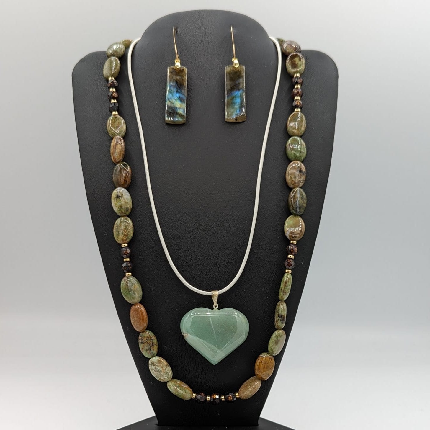 green aventurine leather necklace styled