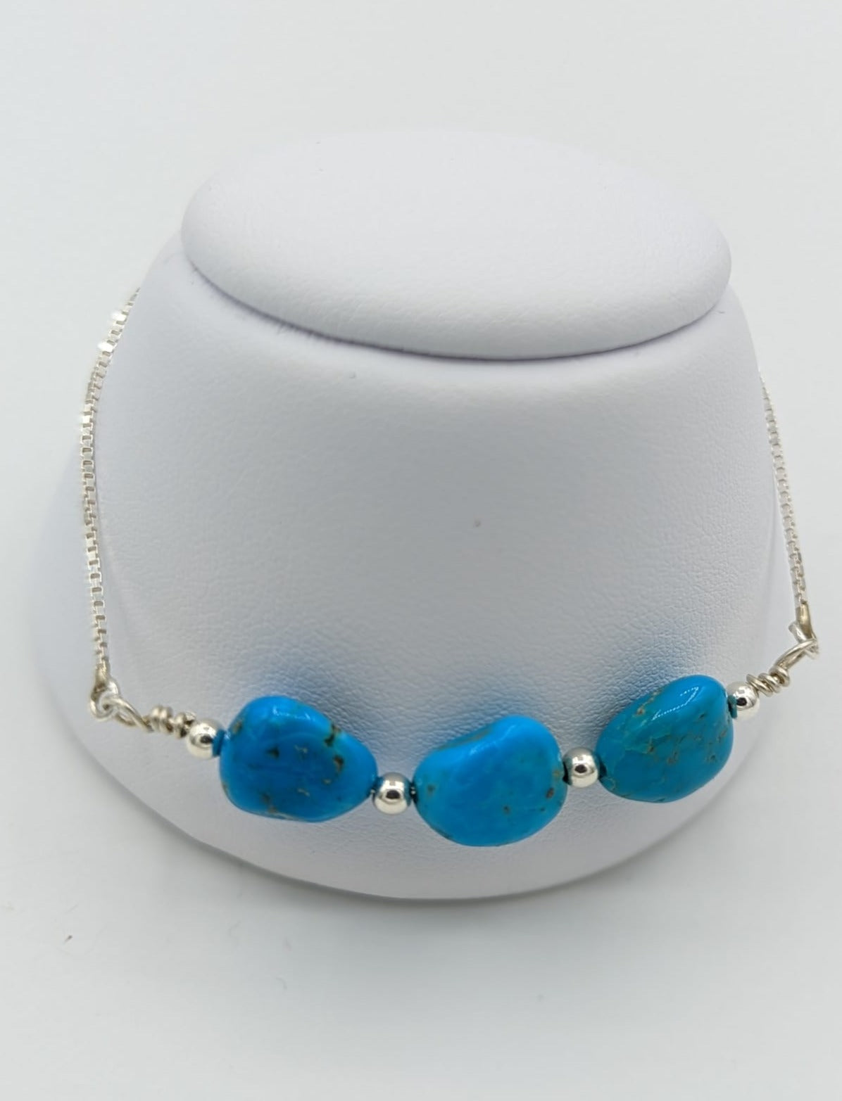 Sterling Silver Castle Dome Turquoise Adjustable Bracelet